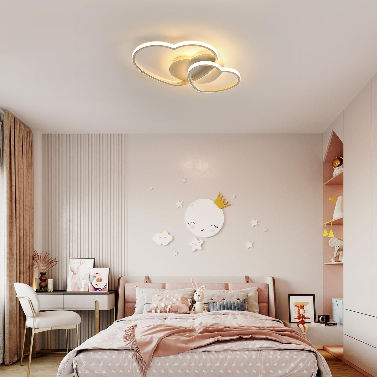 Riserva Plafon Techo LED Regulable 48W, Forma de Corazón, 3000K-6500K, Oro