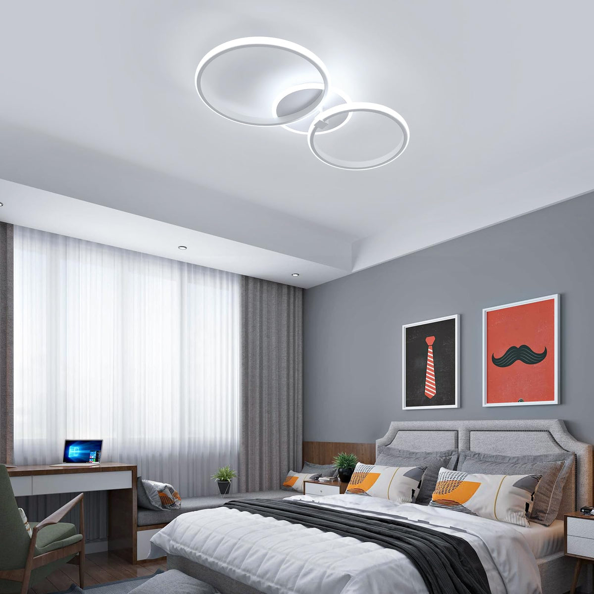 Riserva Plafon Techo LED Regulable 48W, Forma de Corazón, 3000K-6500K, Oro