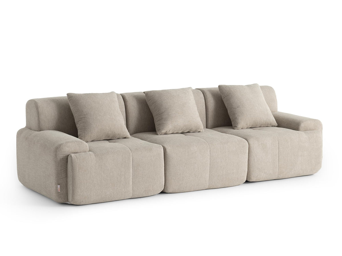 Sofá Modular 3 plazas con Chaise Longue, tapizado en Chenilla, Fundas de Cojines desenfundables (Gris Mineral, 3 plazas con Chaise Longue)