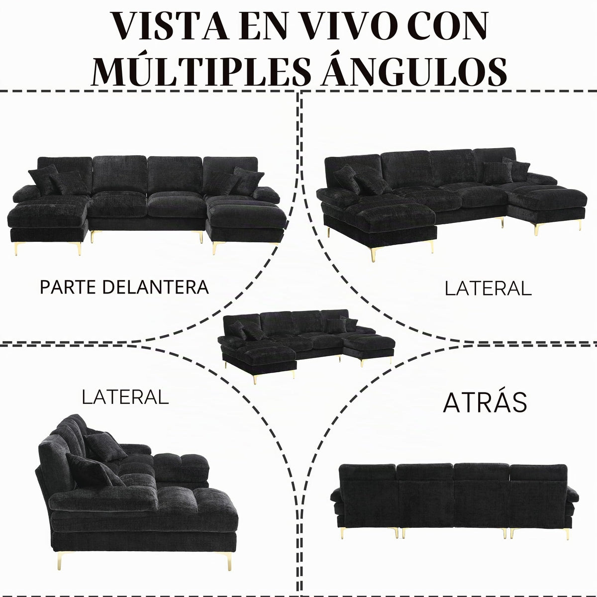 Sapgaks Sofá Seccional en U Moderno,Sofá 4 plazas,Mueble Acolchado de diseño Moderno,Tela de Chenilla (Beige)
