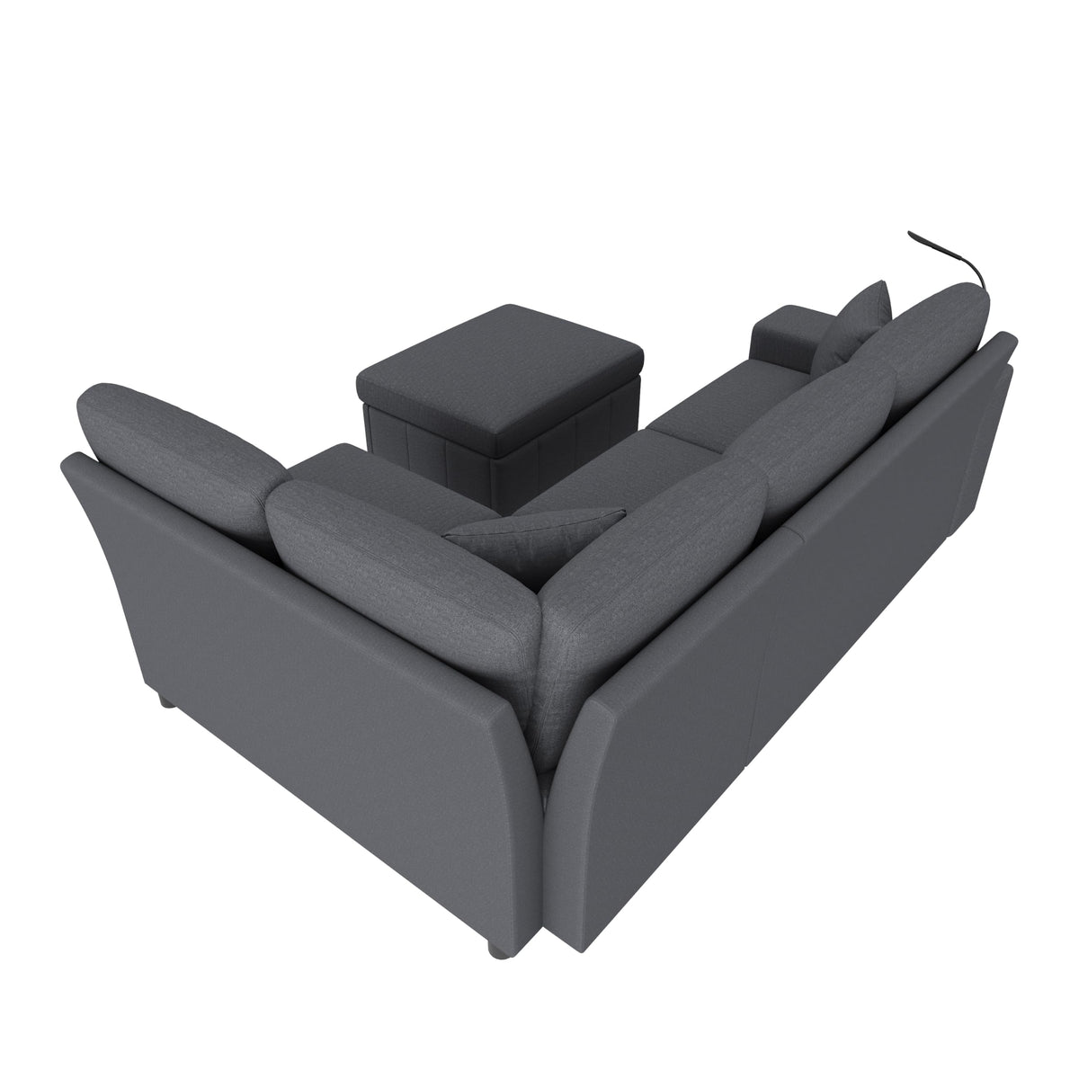 Sapgaks Sofá de esquina convertible de 6 plazas con USB, sofá convertible de 6 plazas, sofá de 6 plazas, en chenilla, con apoyabrazos en forma de librería, puf extraíble para configuraciones en L y en