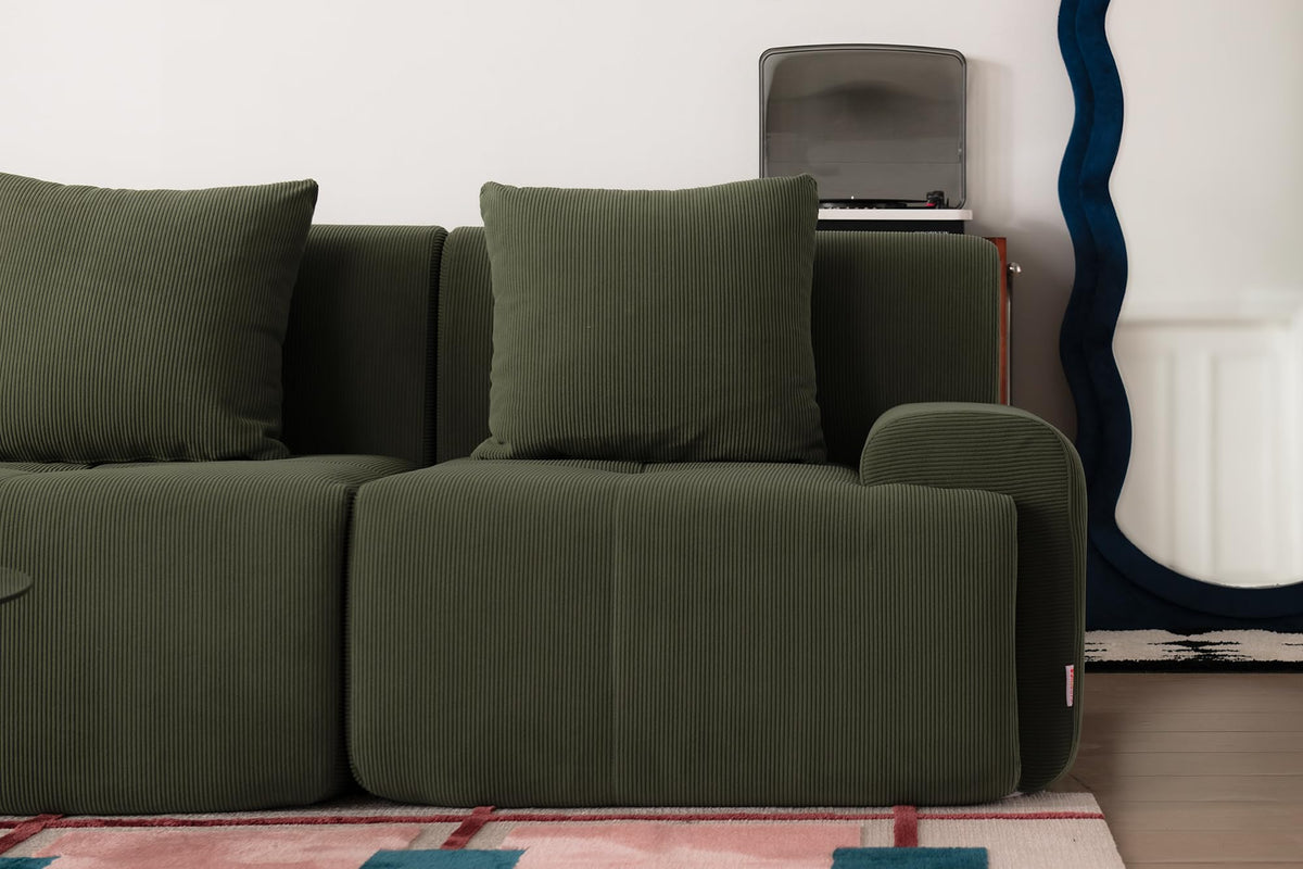 Sofá Modular 3 plazas con Chaise Longue, tapizado en Chenilla, Fundas de Cojines desenfundables (Gris Mineral, 3 plazas con Chaise Longue)