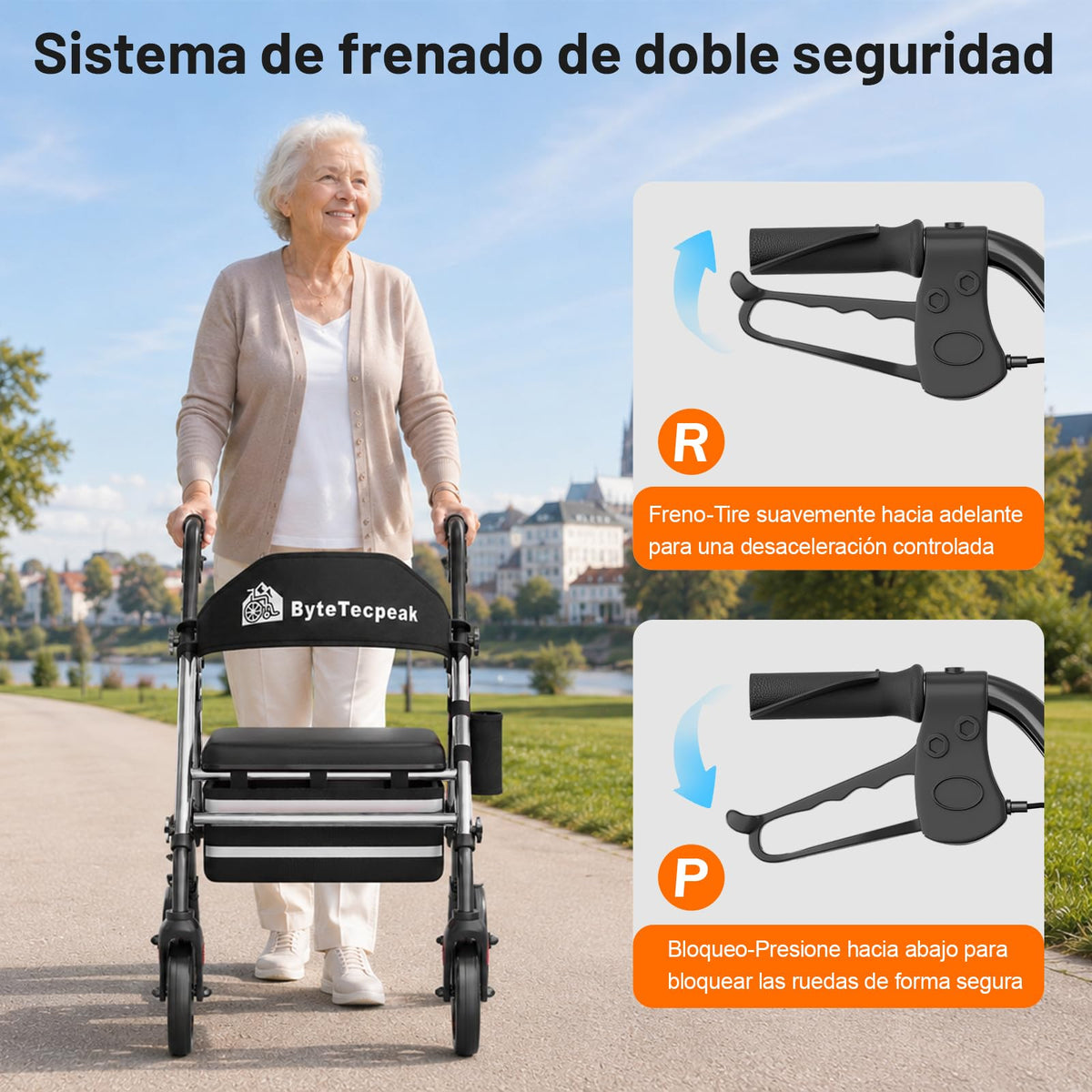 R4 Andador Plegable de 4 Ruedas con Asiento