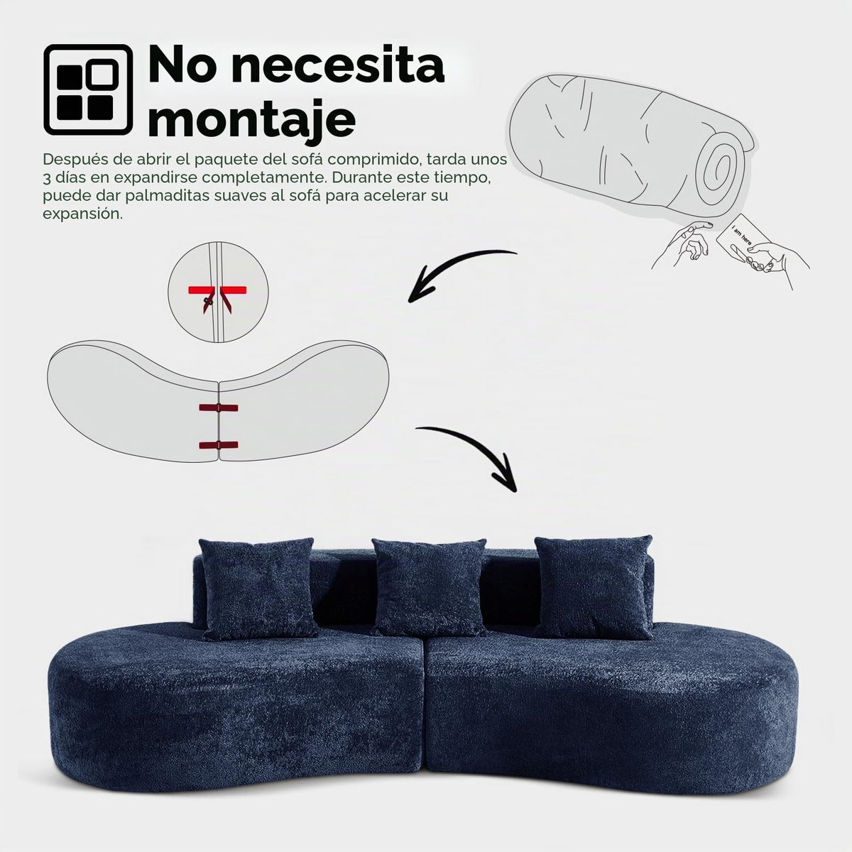 Bladez Sofá esquinero moderno curvado de 5 plazas, sofá modular de terciopelo, diseño curvado, cómodo sofá tapizado, cómodo sofá tapizado con cojines, adecuado para salón y apartamento, color blanco