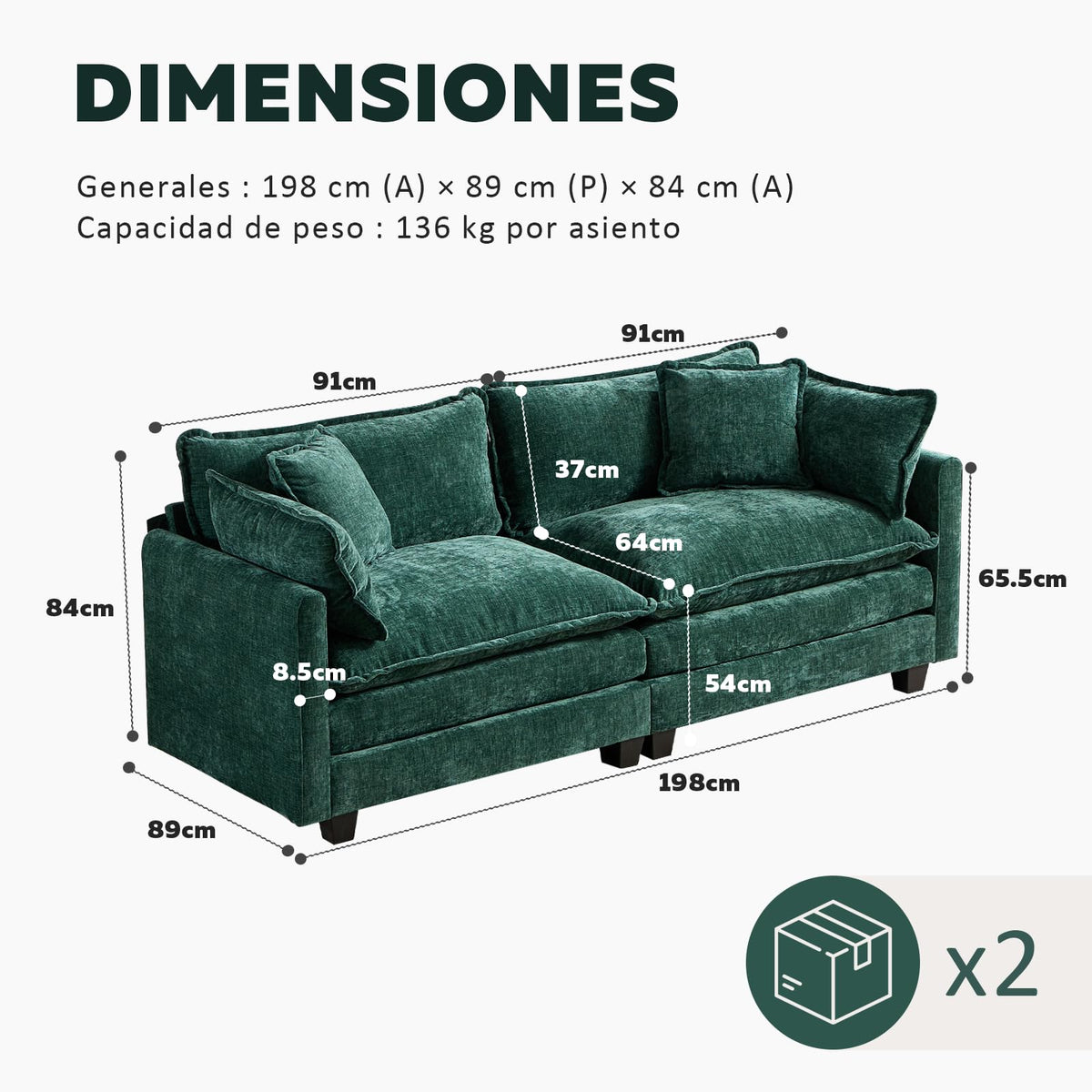 Sofá Modular Modular de 380.0 cm en Forma de L, sofás Convertibles de Gran tamaño, sofá de felpilla de 4 plazas con Asiento Profundo SleeperCloud con Almohadas y 2 otomanas para Sala de
