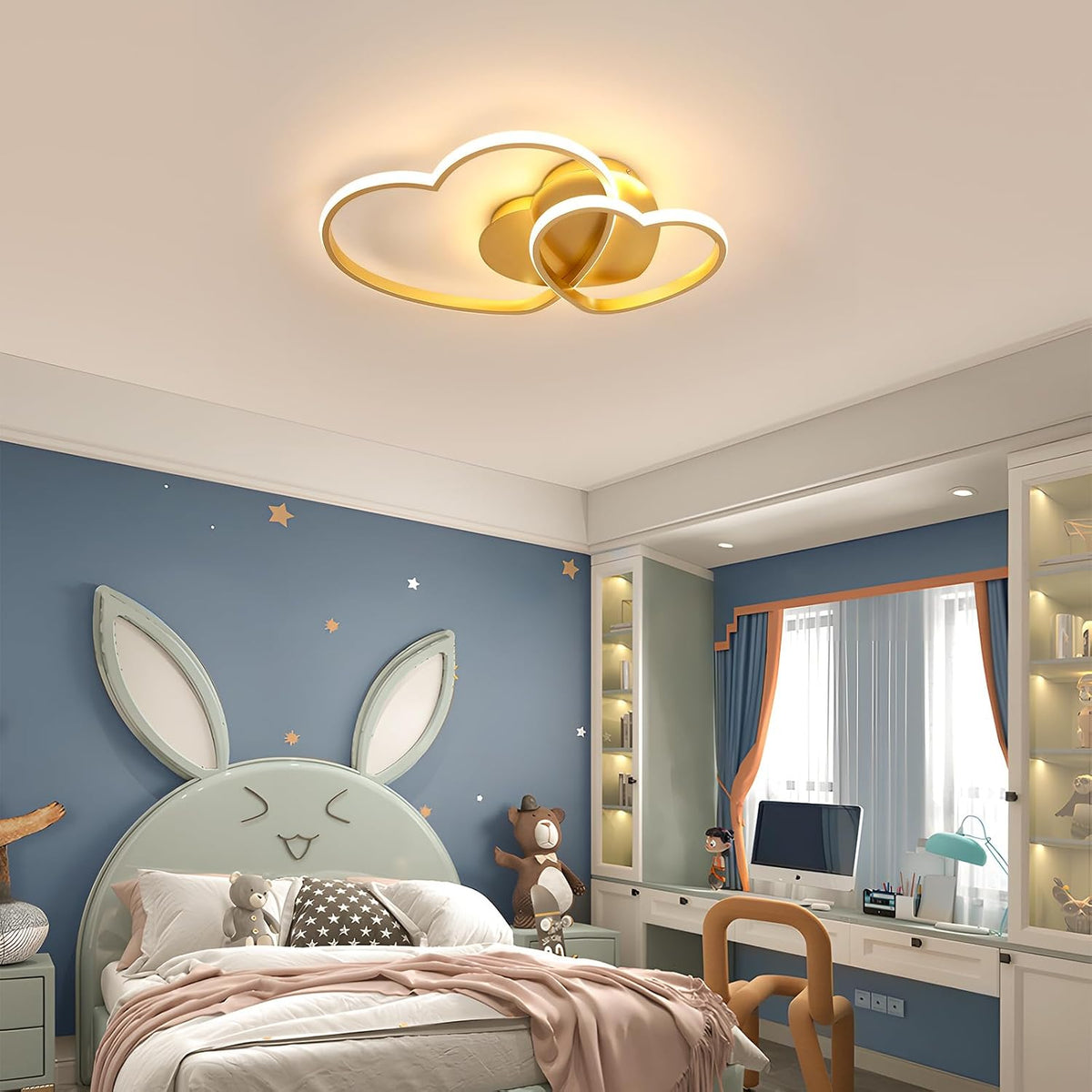 Riserva Plafon Techo LED Regulable 48W, Forma de Corazón, 3000K-6500K, Oro