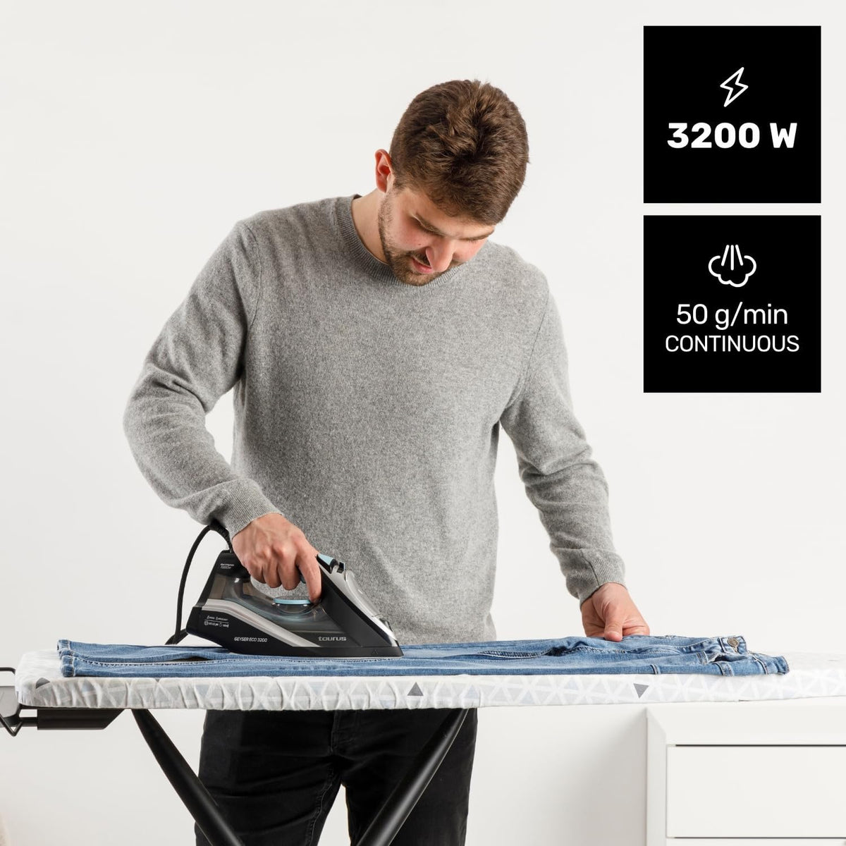 Taurus - Plancha de Vapor 3200W, Golpe Vapor 220g, Antical, Suela X-Slide