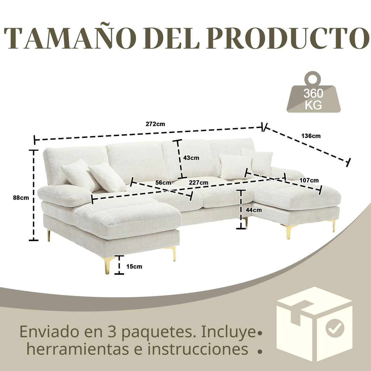 Lubvtti Sofá Moderno en U con iluminación Ambiental LED y Puerto USB+Type-C,sofá 4 plazas con 4 Cojines de Lujo y Respaldo ergonómico, sofá cheslong 4 plazas,Terciopelo,Negro