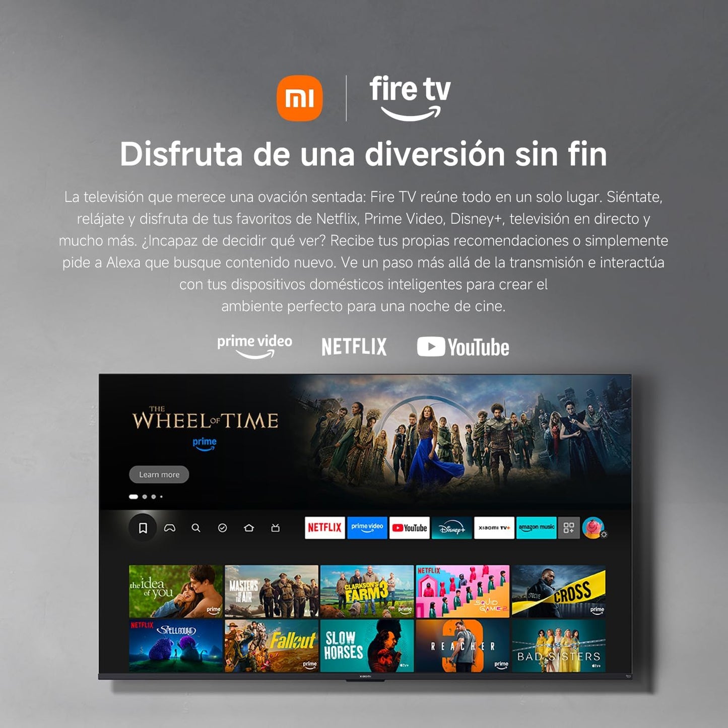 XIAOMI TV F 65, 65 Pulgadas (165 cm), 4K UHD, Smart TV, Fire OS8, Control por Voz Alexa, HDR10, MEMC, Modo Game Boost 120Hz, Compatible con Apple AirPlay