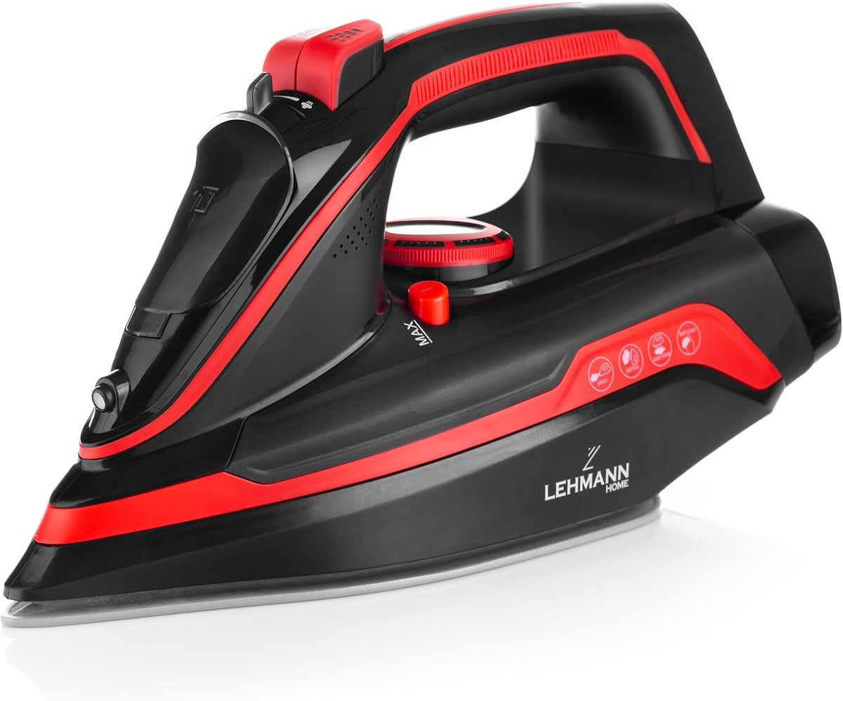 LEHMANN LGOIR-2632 Plancha de Vapor Inalámbrica 3000W, Plancha Ropa con Suela Cerámica, Base de Carga, Depósito 320 ml, Sistema Antigoteo, Función de Limpieza Fácil, Apta para Planchado Vertical