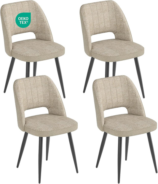 WAFTING Bicolores Patchwork Juego de 4 Sillas de Comedor, Caqui