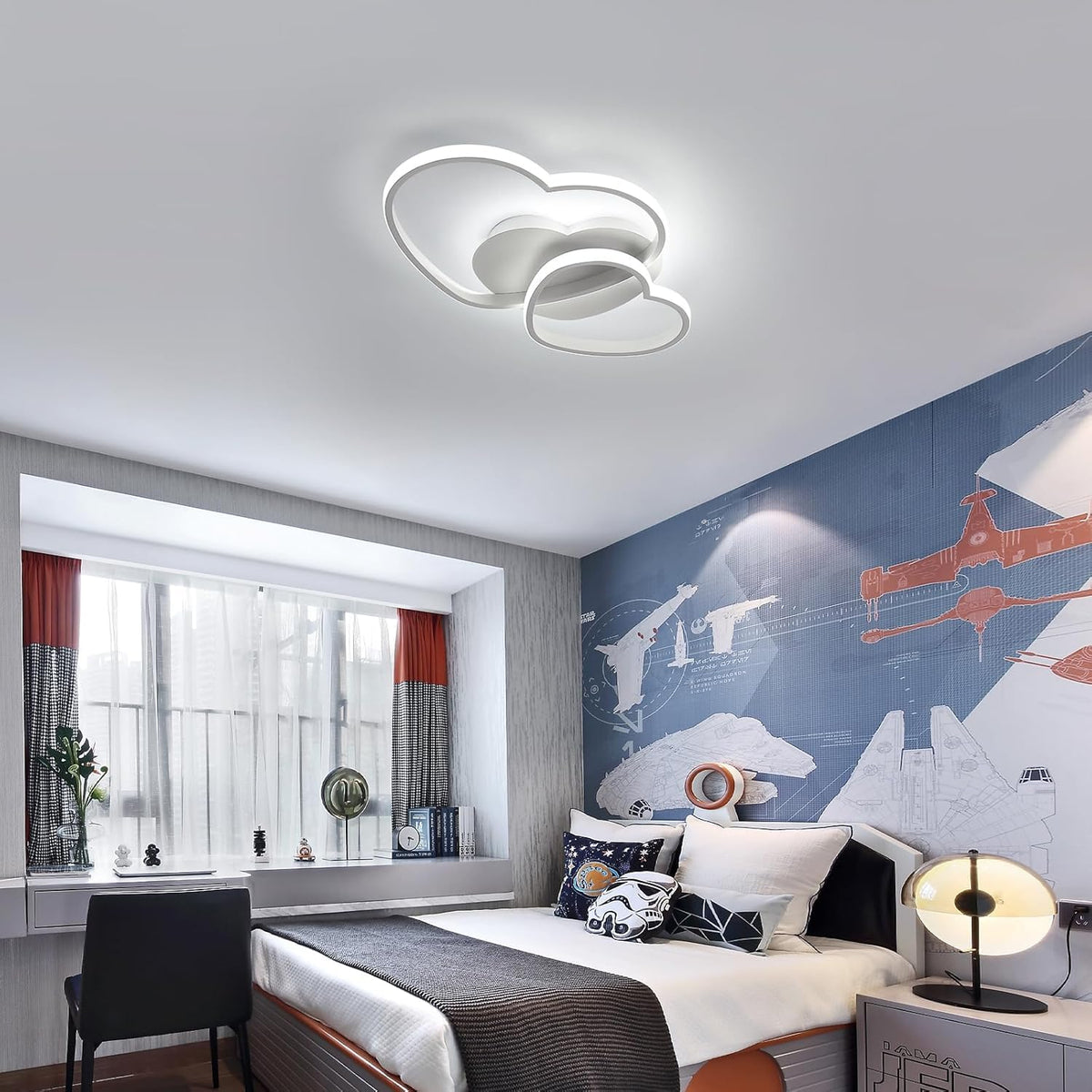Riserva Plafon Techo LED Regulable 48W, Forma de Corazón, 3000K-6500K, Oro