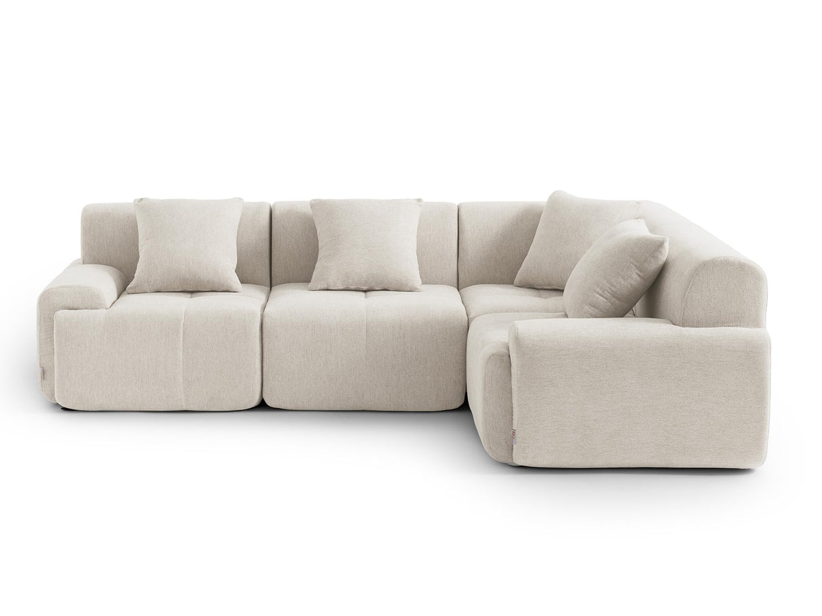 Sofá Modular 3 plazas con Chaise Longue, tapizado en Chenilla, Fundas de Cojines desenfundables (Gris Mineral, 3 plazas con Chaise Longue)