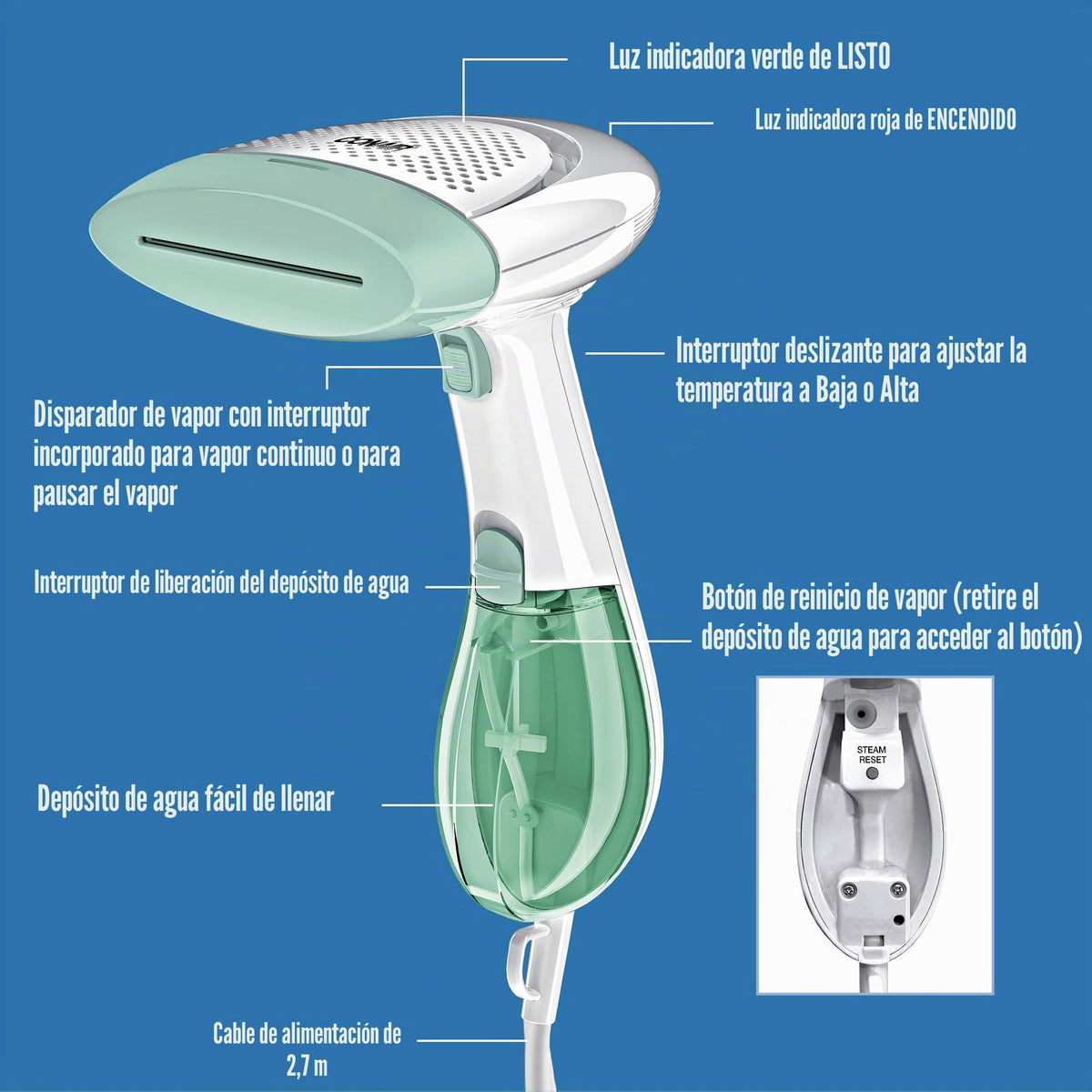 Conair GS59XE Plancha de vapor vertical Turbo ExtremeSteam, 1560 W, Tanque de agua 230 ml, Vapor continuo de 20 min, 5 ajustes de vapor, Ideal viajes y hogar