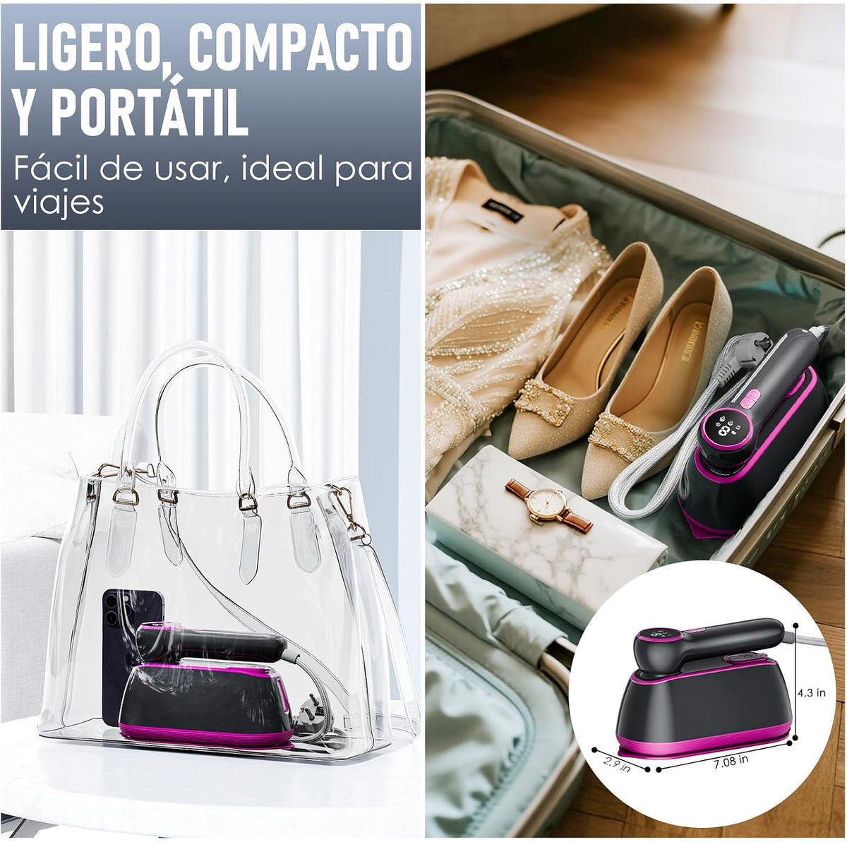 Plancha Vertical Vapor 1200W, Plancha Ropa Plancha Vapor 2 en 1 para Viaje