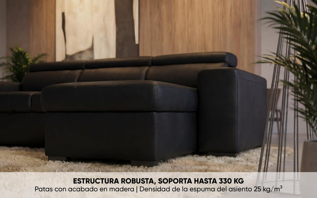 BUDWING John Sofá Cama Esquinero 4 Plazas - Chaise Longue Reversible, Reposacabezas Ajustable y 2 Pufs – Tapizado en Poliéster – Estilo Moderno – 263x161x96 cm – Gris Claro