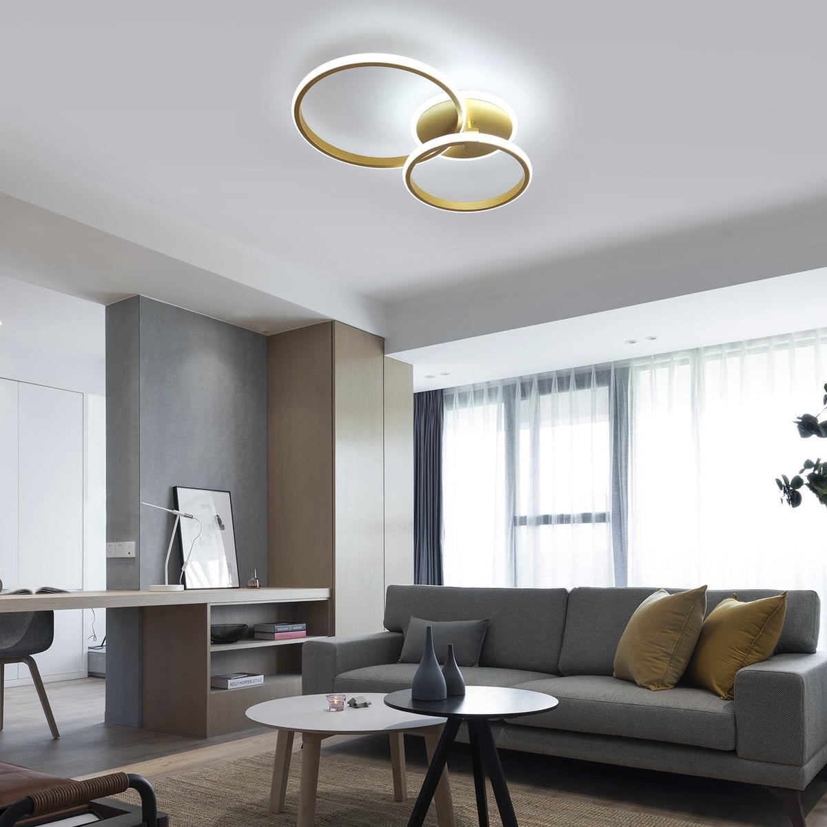 Riserva Plafon Techo LED Regulable 48W, Forma de Corazón, 3000K-6500K, Oro