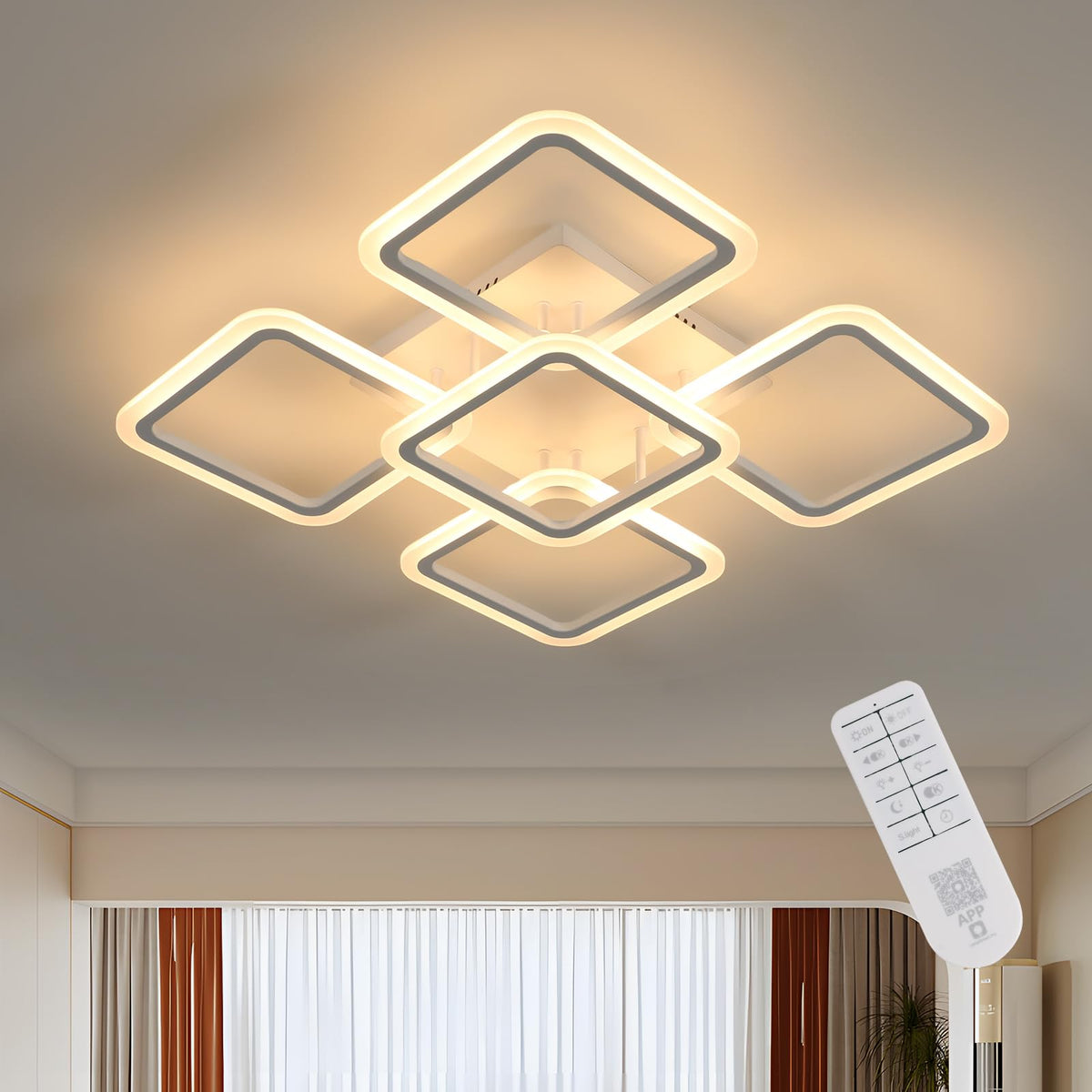 Riserva Plafon Techo LED Regulable 48W, Forma de Corazón, 3000K-6500K, Oro