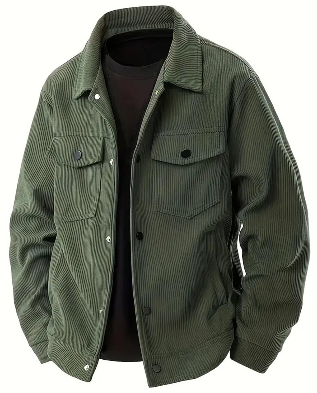 PADOLA Chaqueta de Pana para Hombre Chaqueta Ligera de Manga Larga con Solapa Camisa Abotonada Casual con Bolsillos