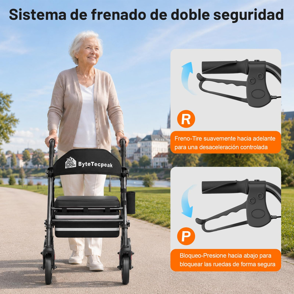 R4 Andador Plegable de 4 Ruedas con Asiento