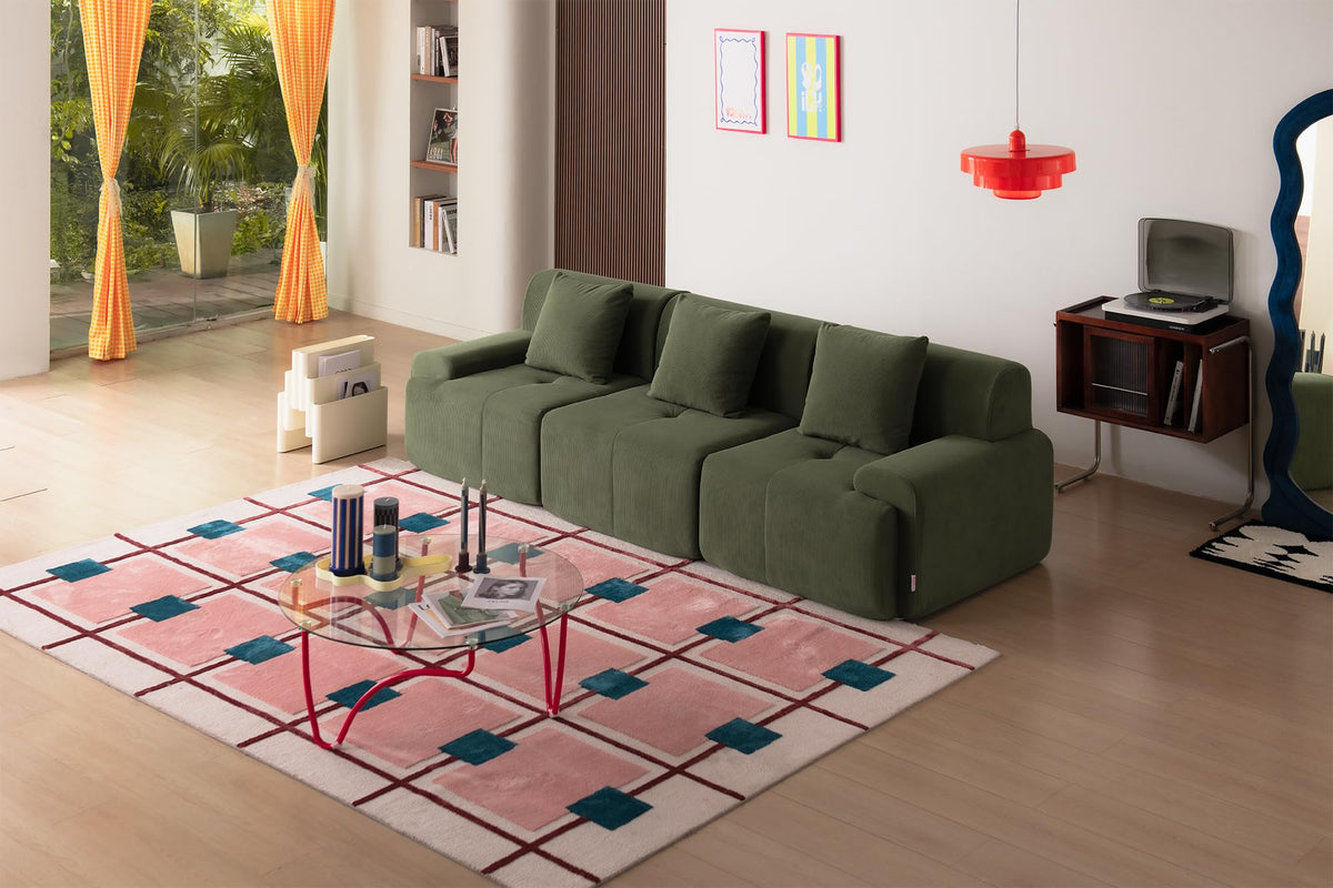 Sofá Modular 3 plazas con Chaise Longue, tapizado en Chenilla, Fundas de Cojines desenfundables (Gris Mineral, 3 plazas con Chaise Longue)