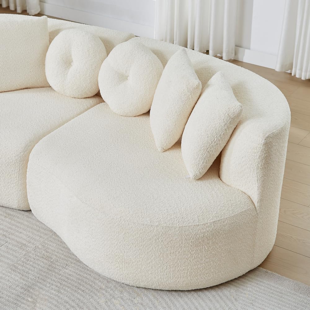 Bladez Sofá modular de 4 plazas chenilla sofá curvado en la nube gris