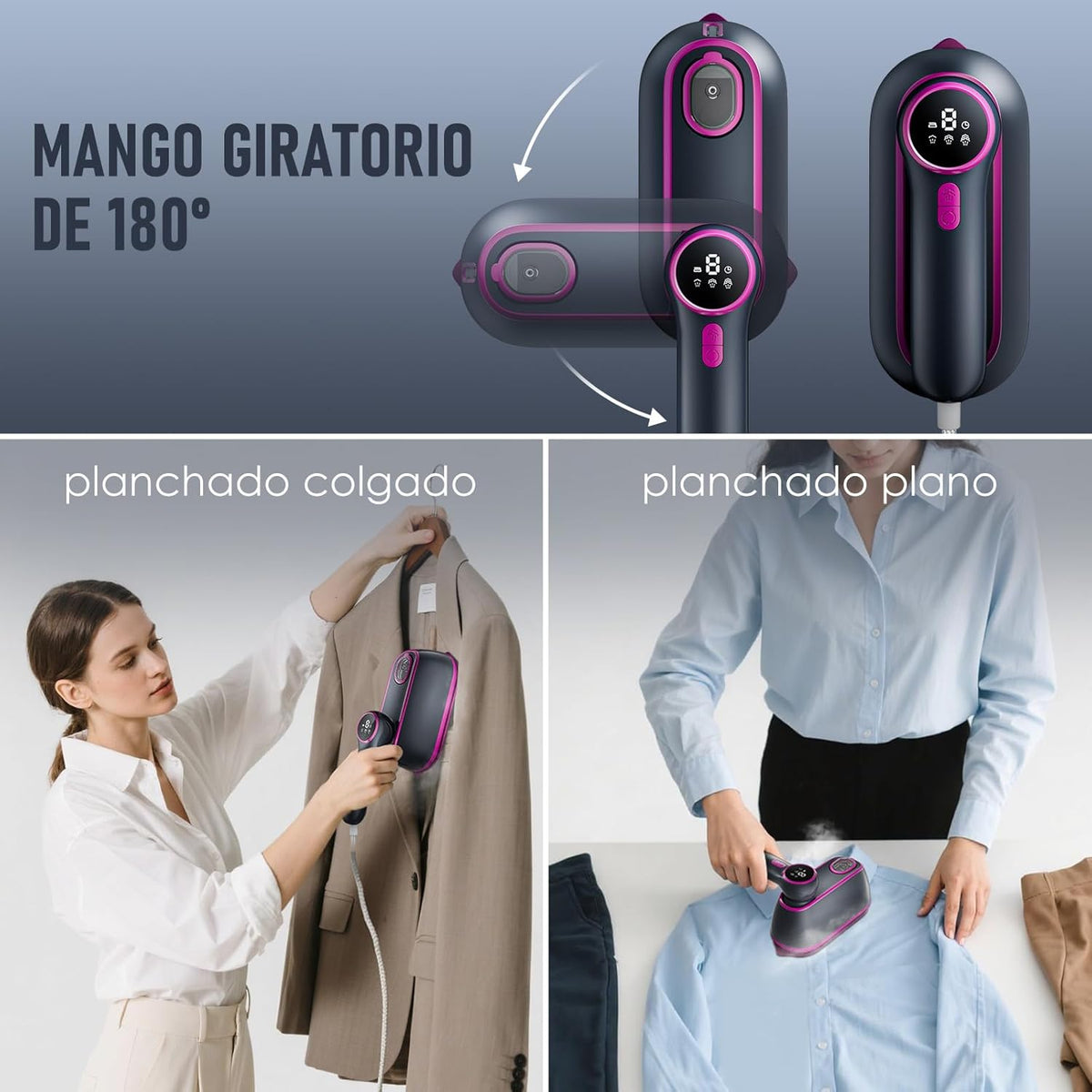 Plancha Vertical Vapor 1200W, Plancha Ropa Plancha Vapor 2 en 1 para Viaje
