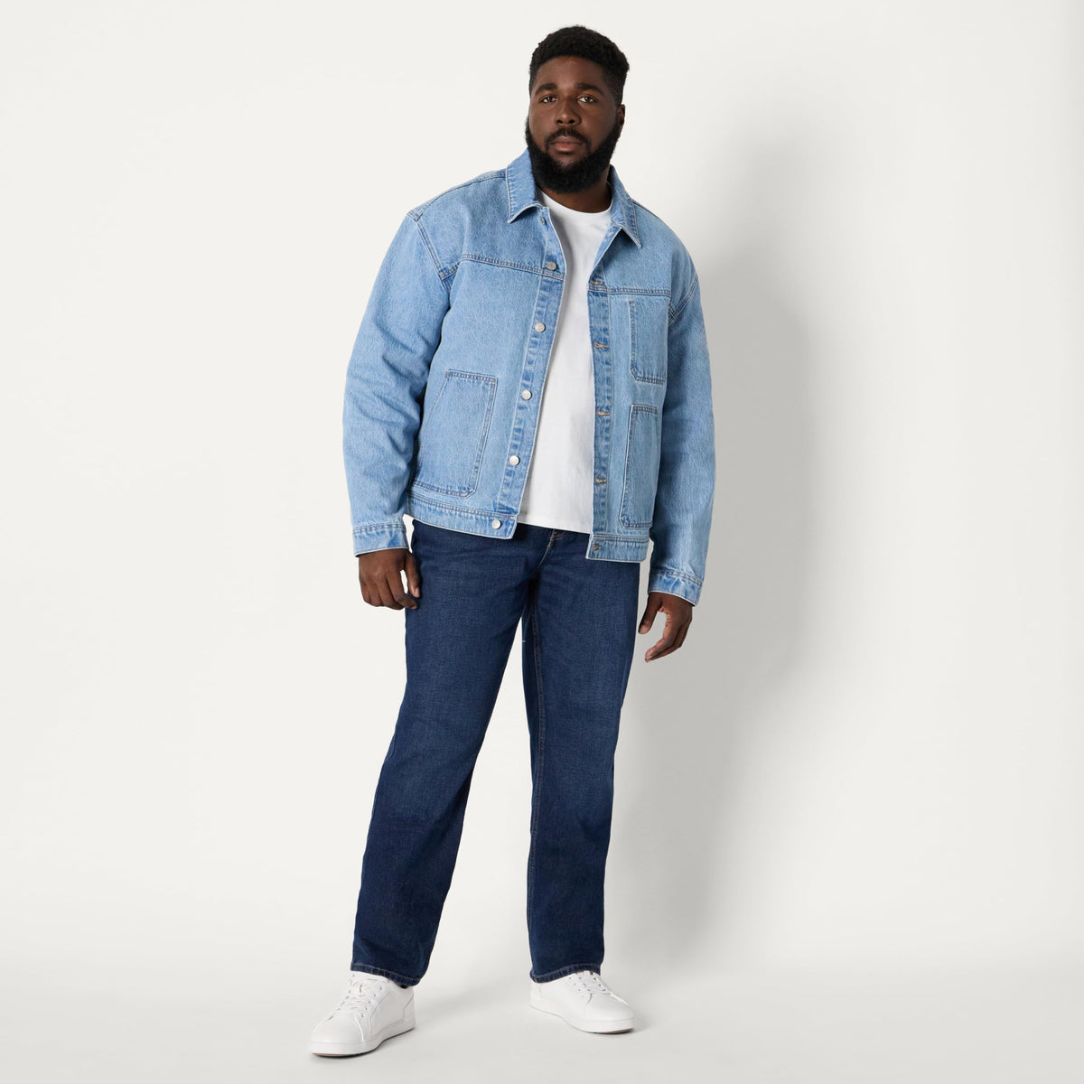 Amazon Essentials Hombre Chaqueta Funcional Vaquera Rígida de Corte Holgado
