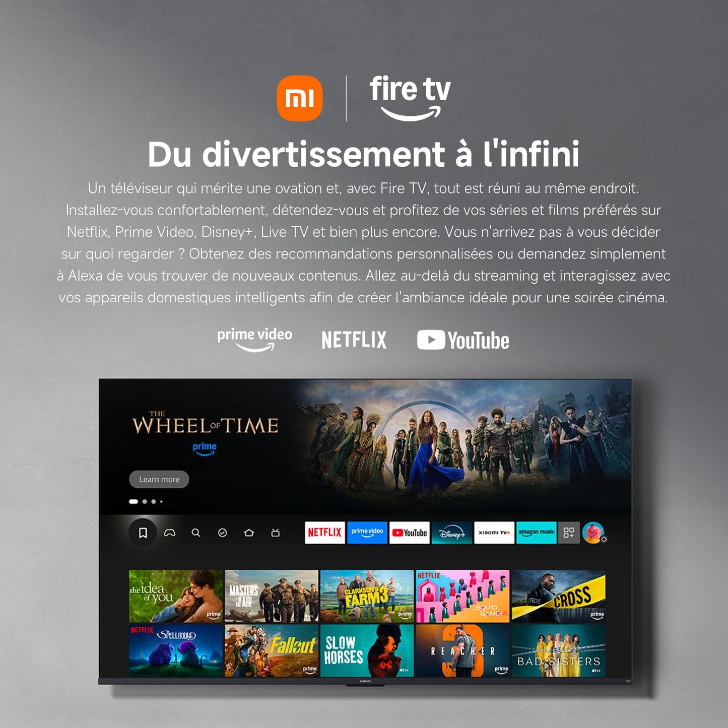 XIAOMI TV F 65, 65 Pulgadas (165 cm), 4K UHD, Smart TV, Fire OS8, Control por Voz Alexa, HDR10, MEMC, Modo Game Boost 120Hz, Compatible con Apple AirPlay