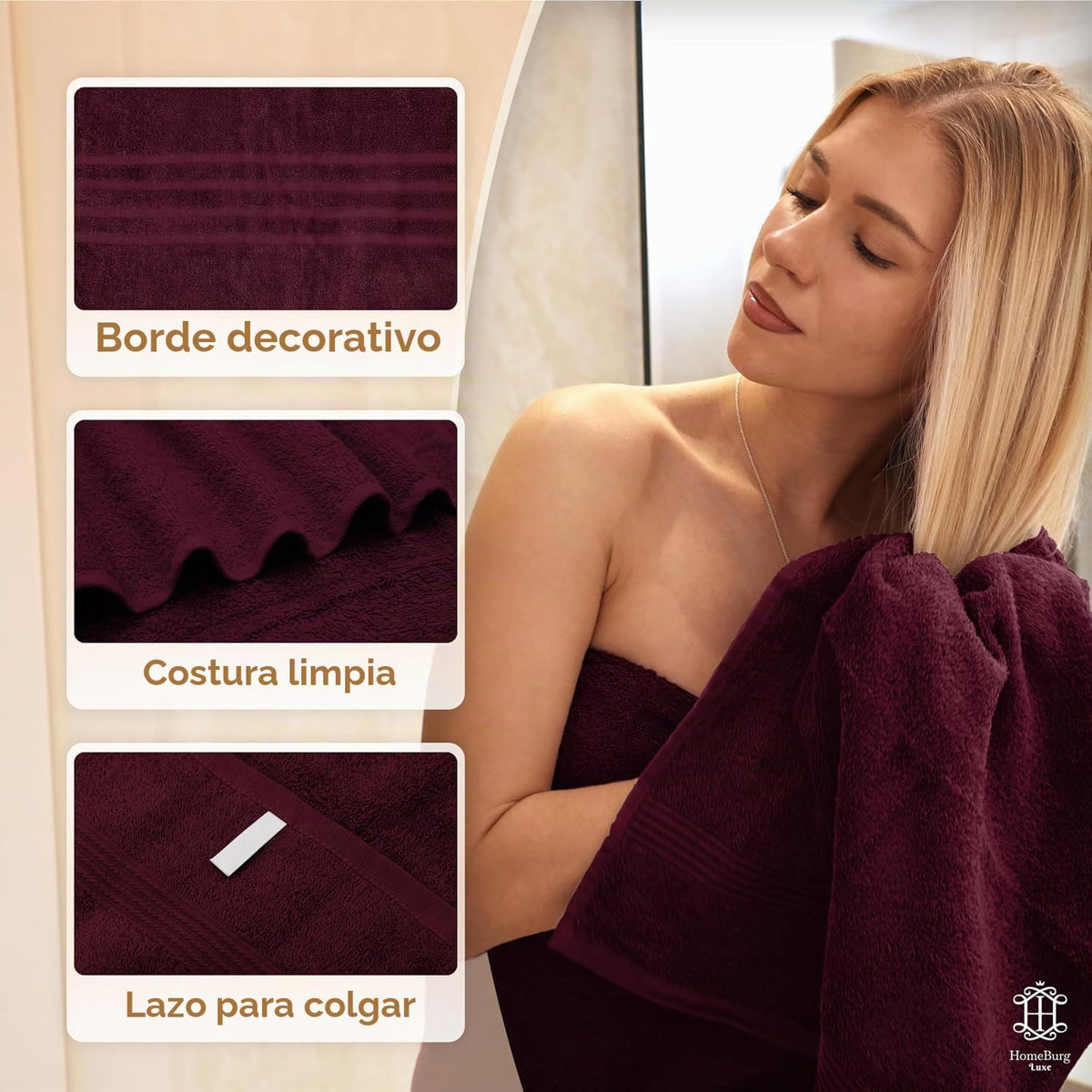 Luxe Set de Toallas 100% Algodón - 8 Piezas, 3 tamaños (30×30, 40×70 y 65×137 cm) - Suaves, absorbentes y de fácil Cuidado, Blanco