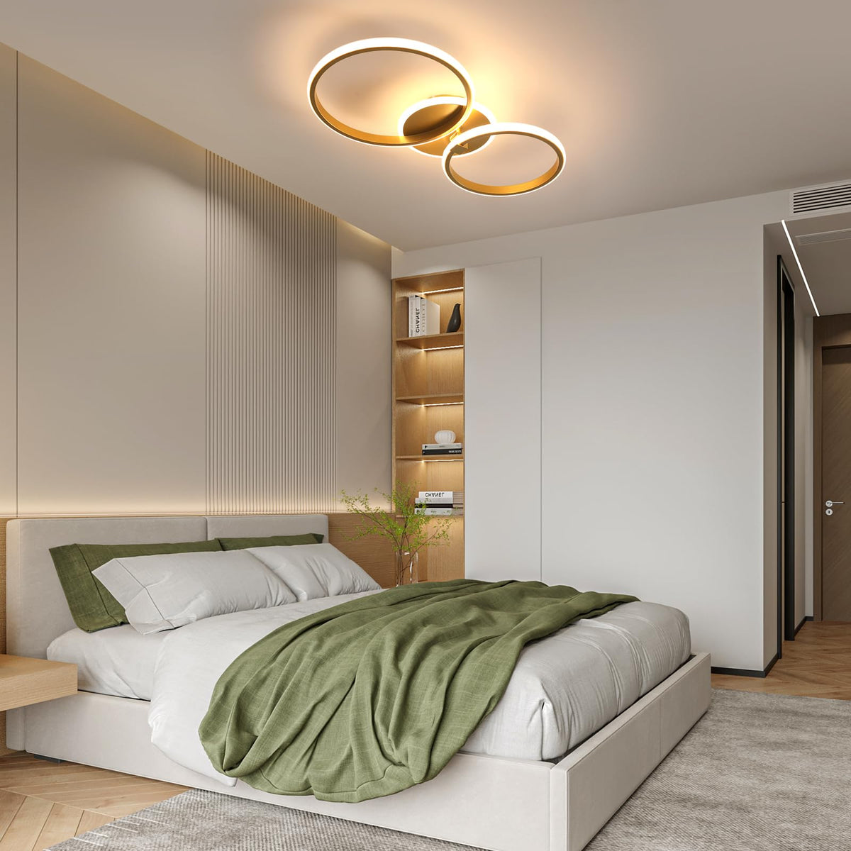 Riserva Plafon Techo LED Regulable 48W, Forma de Corazón, 3000K-6500K, Oro