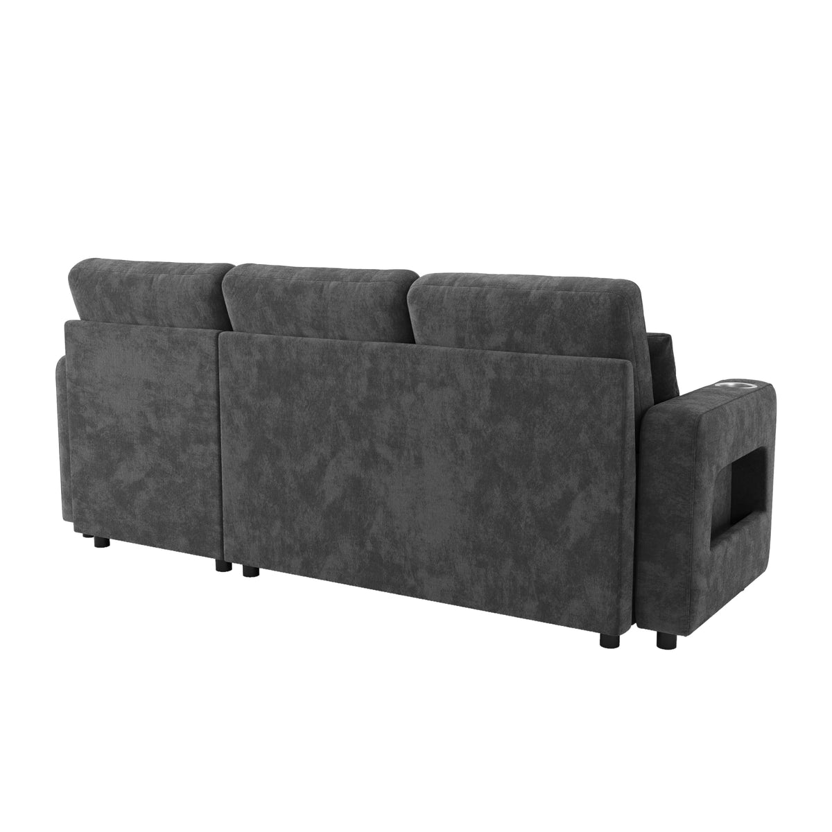 Sapgaks Sofá de esquina convertible de 6 plazas con USB, sofá convertible de 6 plazas, sofá de 6 plazas, en chenilla, con apoyabrazos en forma de librería, puf extraíble para configuraciones en L y en