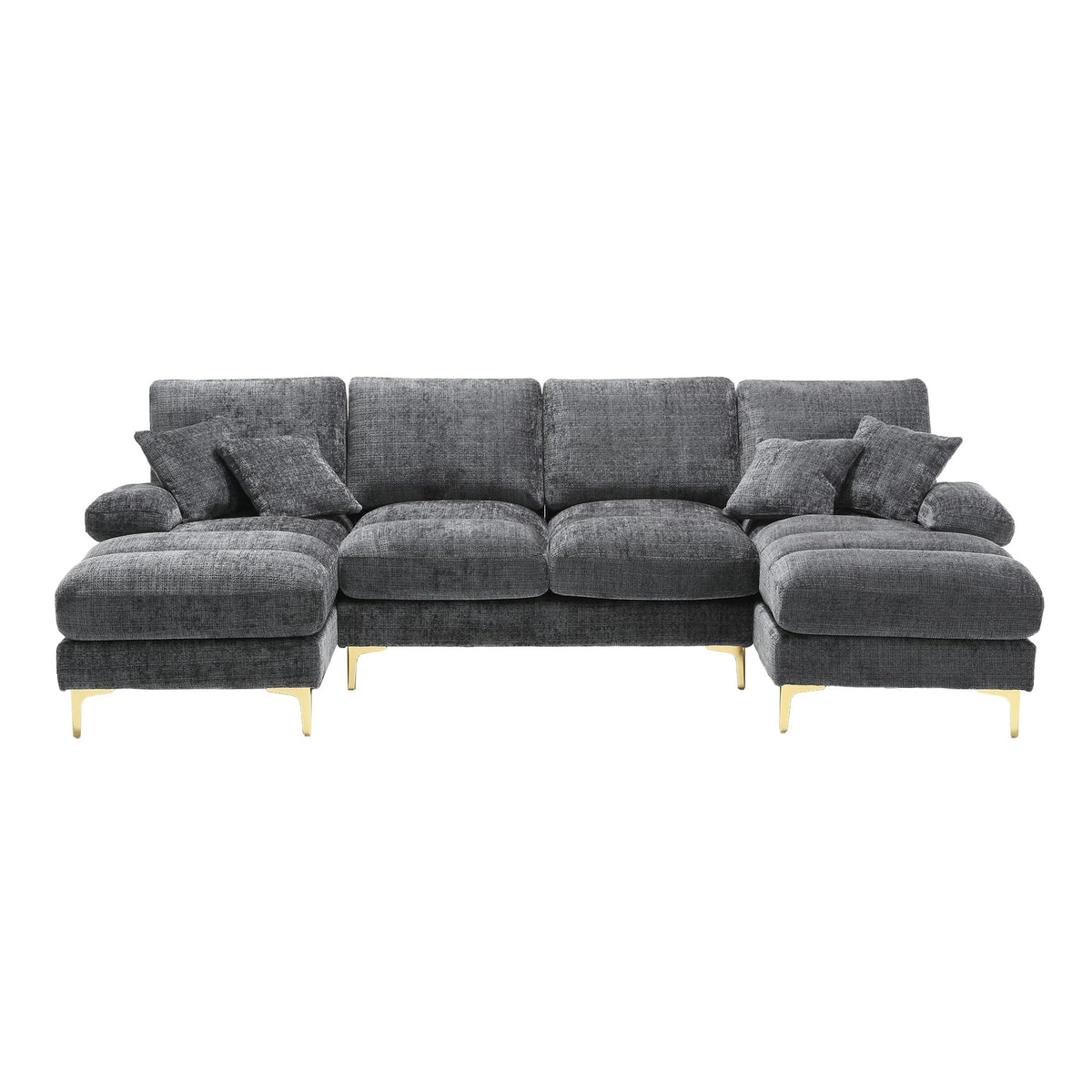 Sapgaks Sofá Seccional en U Moderno,Sofá 4 plazas,Mueble Acolchado de diseño Moderno,Tela de Chenilla (Beige)