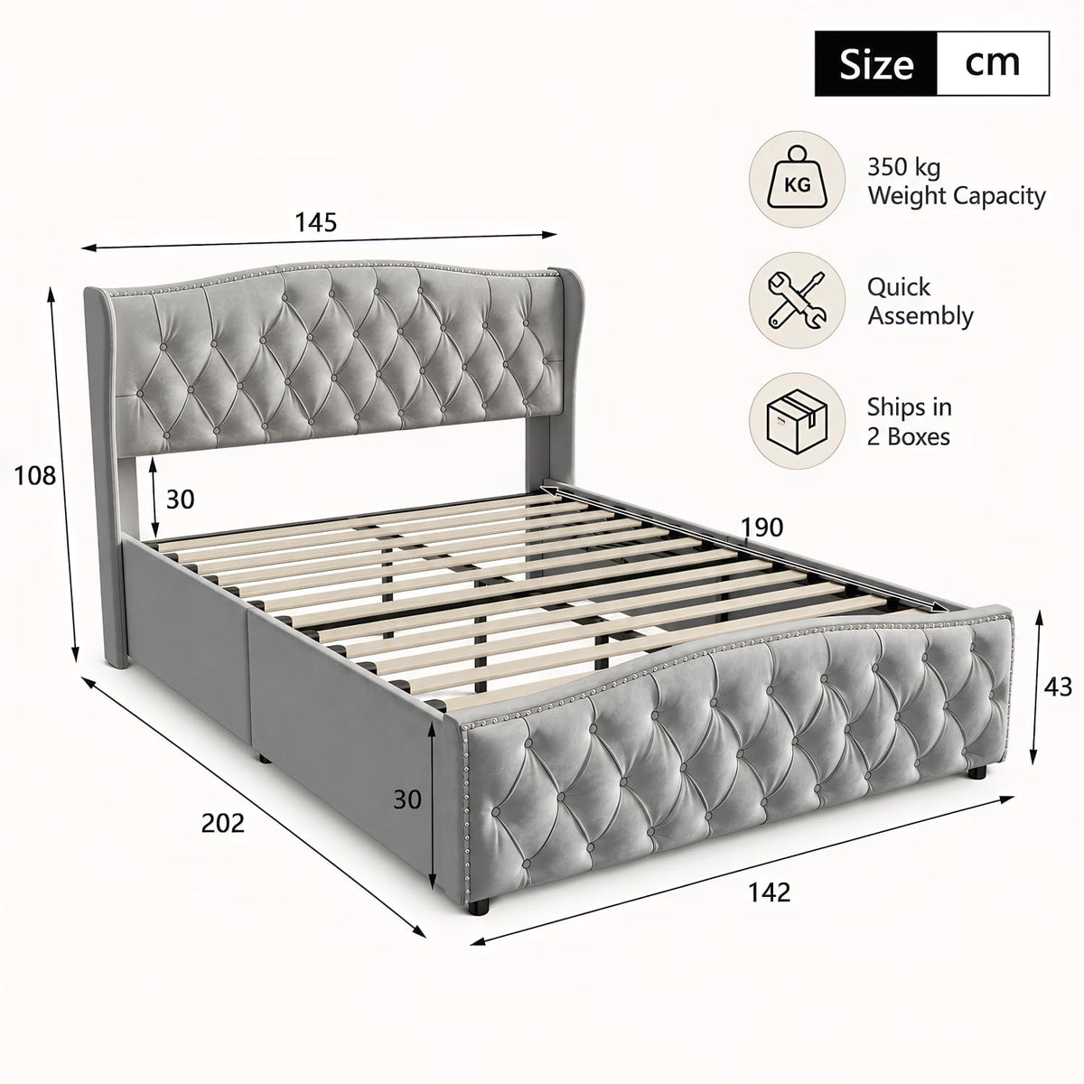 BRILVERDE Cama Tapizada 160x200 con Almacenamiento hidráulico, Cama matrimonial con lámpara de mesita, Cabecero Acolchado y Base de Láminas, Terciopelo (Beige, 160 x 200 cm)