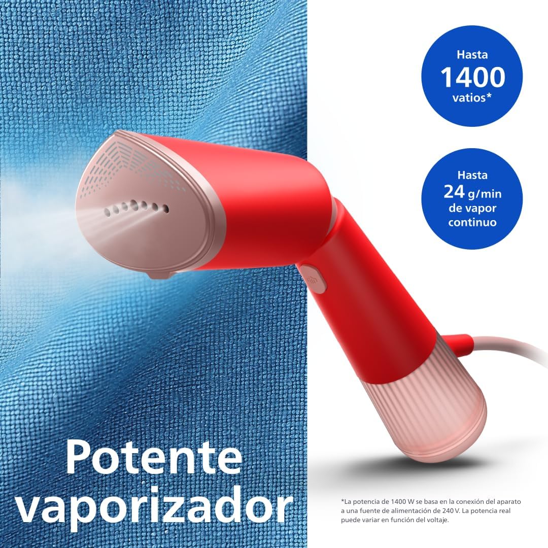 Philips 5000 Vaporizador de Mano Vertical, 1300 W, 24g/min, Rojo