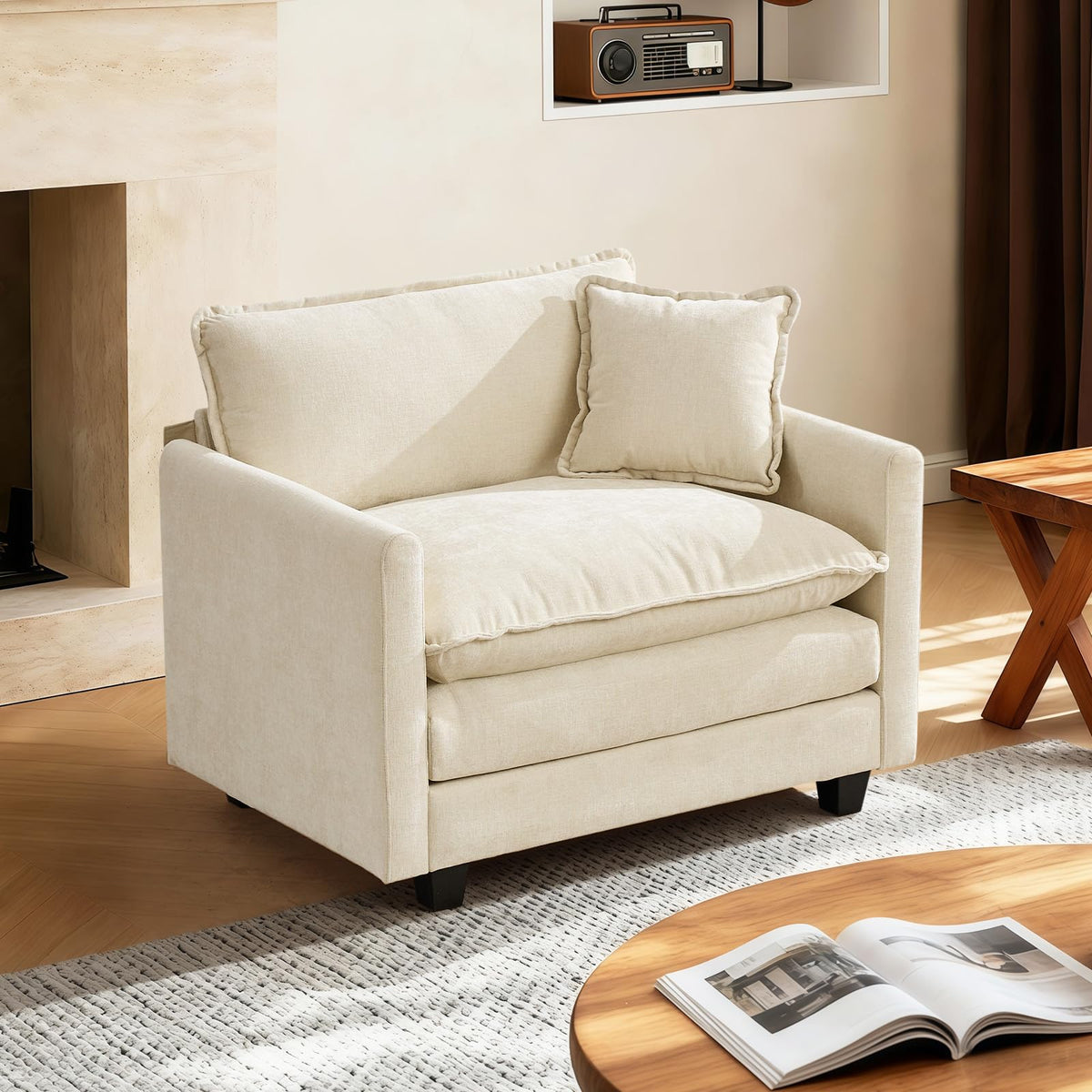 Sofá Modular Modular de 380.0 cm en Forma de L, sofás Convertibles de Gran tamaño, sofá de felpilla de 4 plazas con Asiento Profundo SleeperCloud con Almohadas y 2 otomanas para Sala de