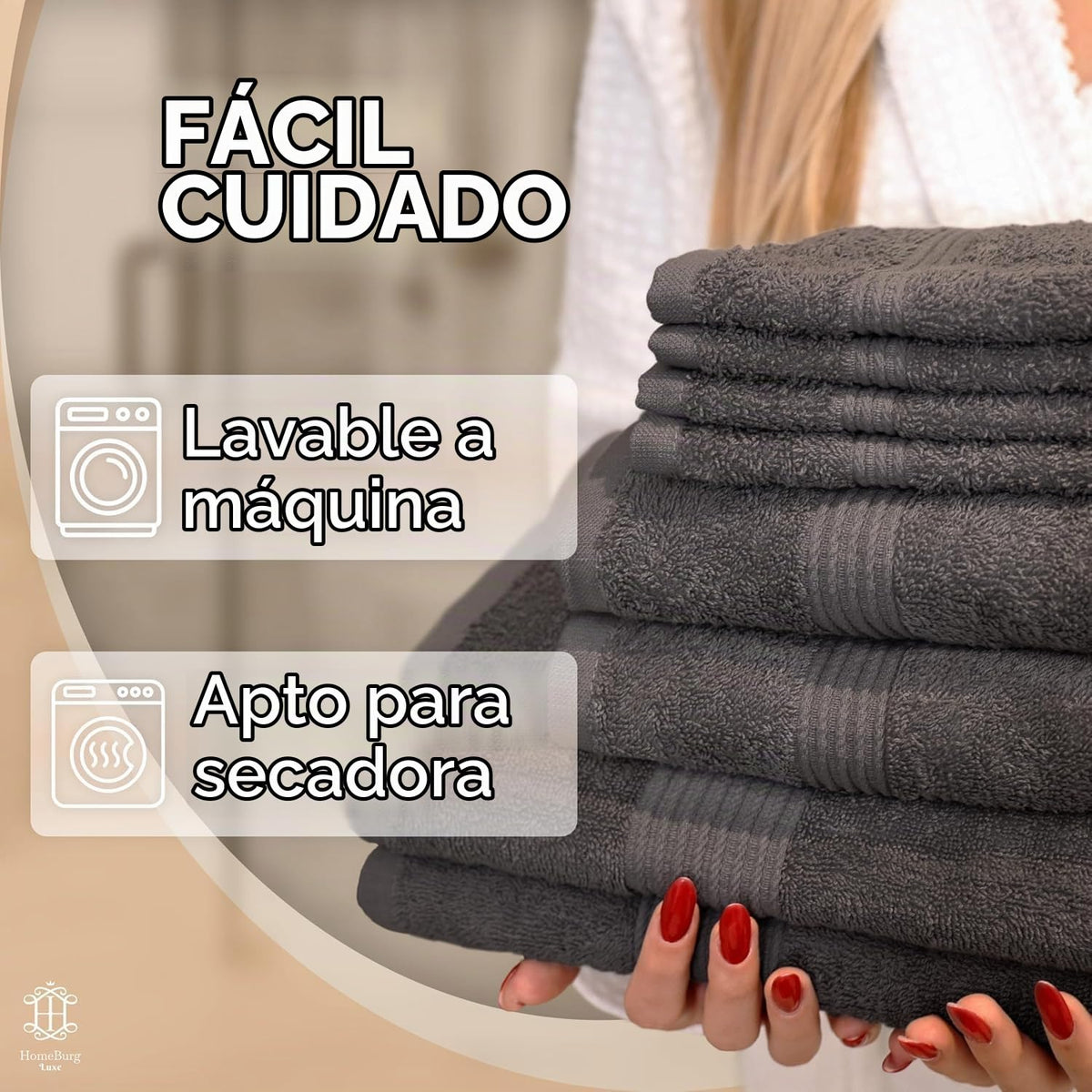 Luxe Set de Toallas 100% Algodón - 8 Piezas, 3 tamaños (30×30, 40×70 y 65×137 cm) - Suaves, absorbentes y de fácil Cuidado, Blanco