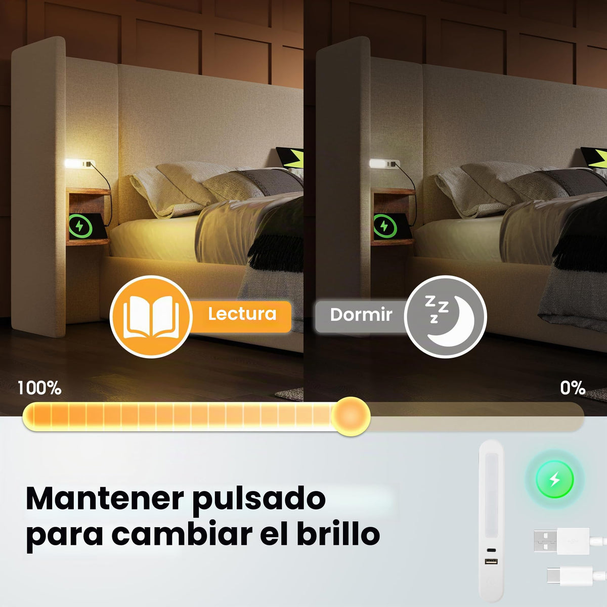 Camas Matrimoniales 160x200 con Cabecero Extendido y Espacio de Almacenaje Hidráulica, Cama Matrimonio con Lámpara de Lectura, Cama Doble con Puerto USB y Tipo C, Lino, Gris, Sin Colchón