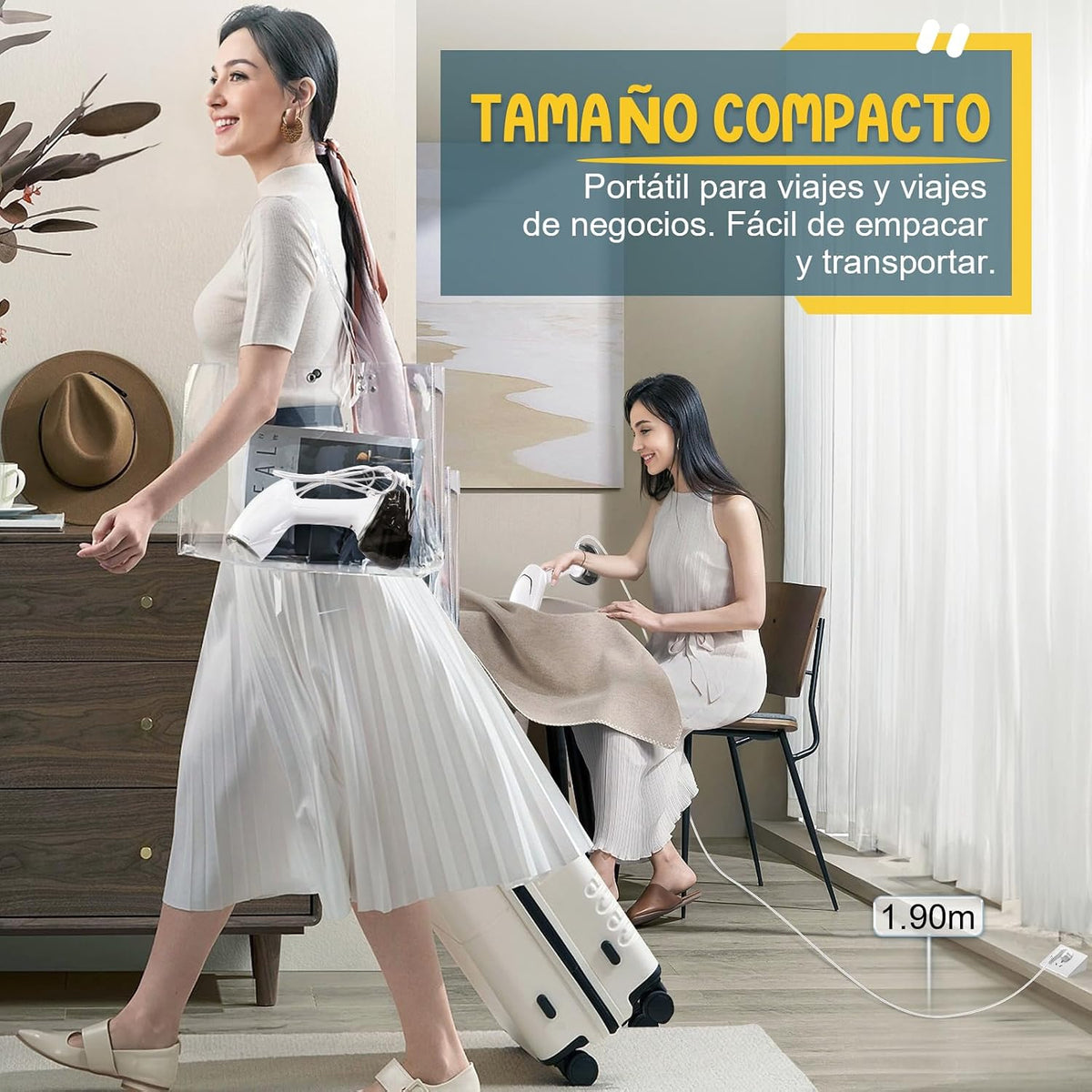 Rolipo Plancha Vertical Vapor 1700W con 360ml, Plancha de Viaje Portátil y Compacta, Ideal para Hogar, Oficina y Viajes