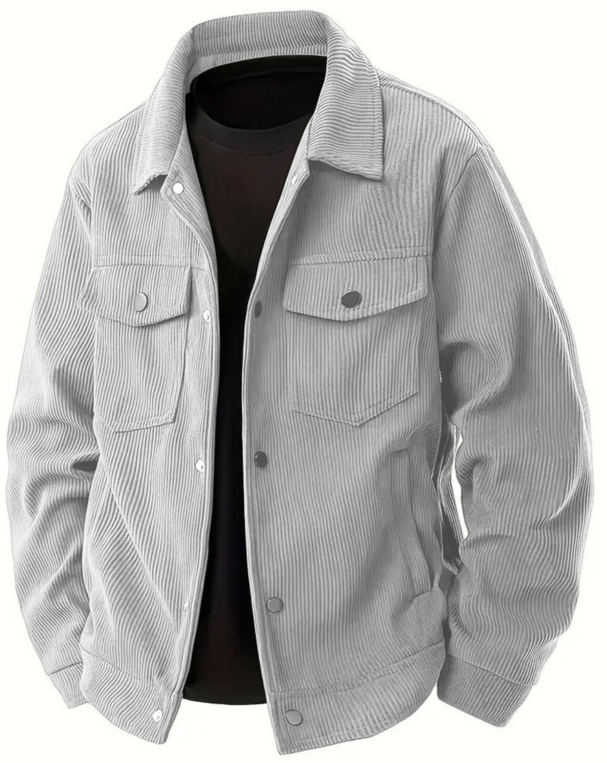 PADOLA Chaqueta de Pana para Hombre Chaqueta Ligera de Manga Larga con Solapa Camisa Abotonada Casual con Bolsillos