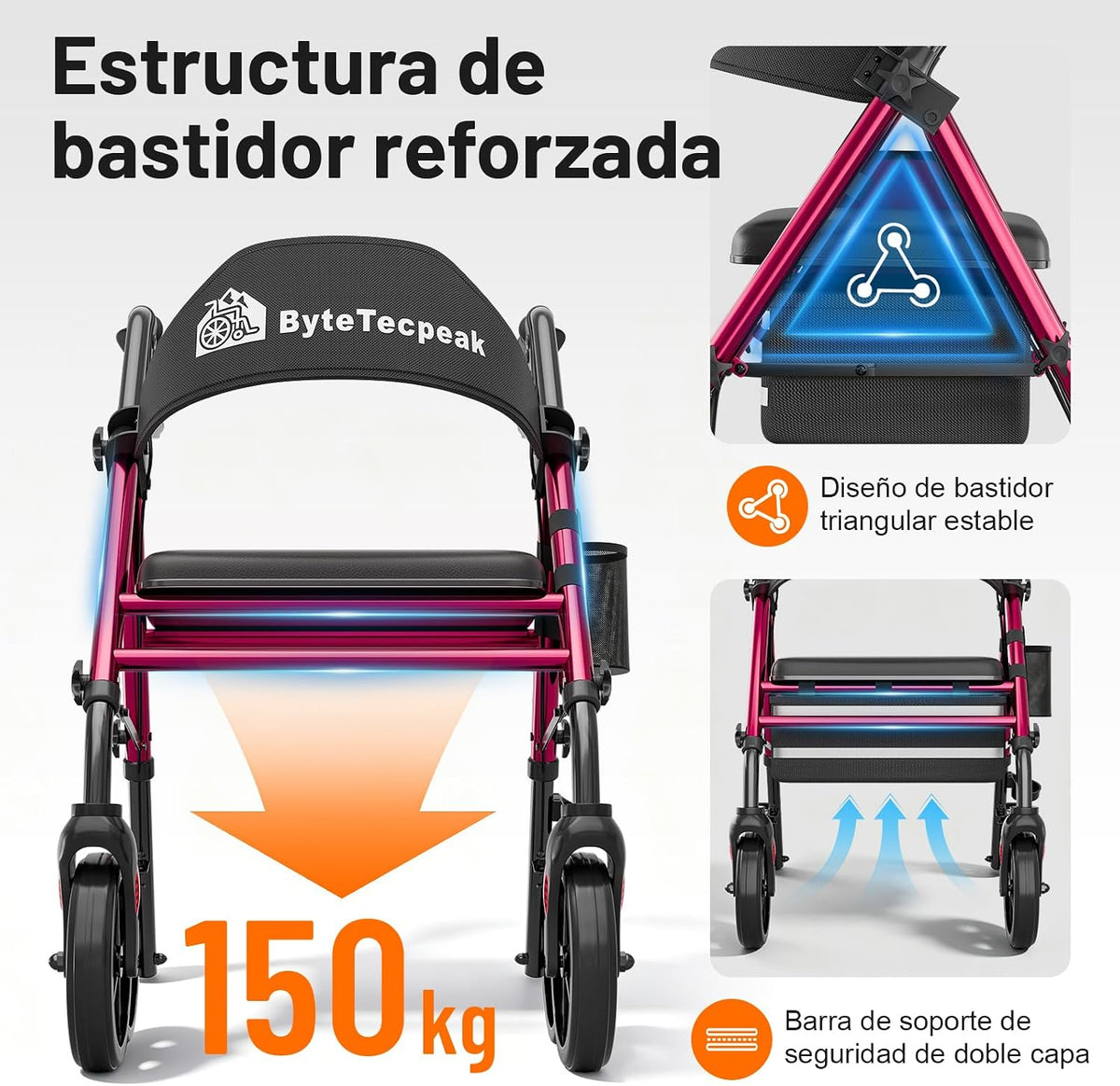 R4 Andador Plegable de 4 Ruedas con Asiento