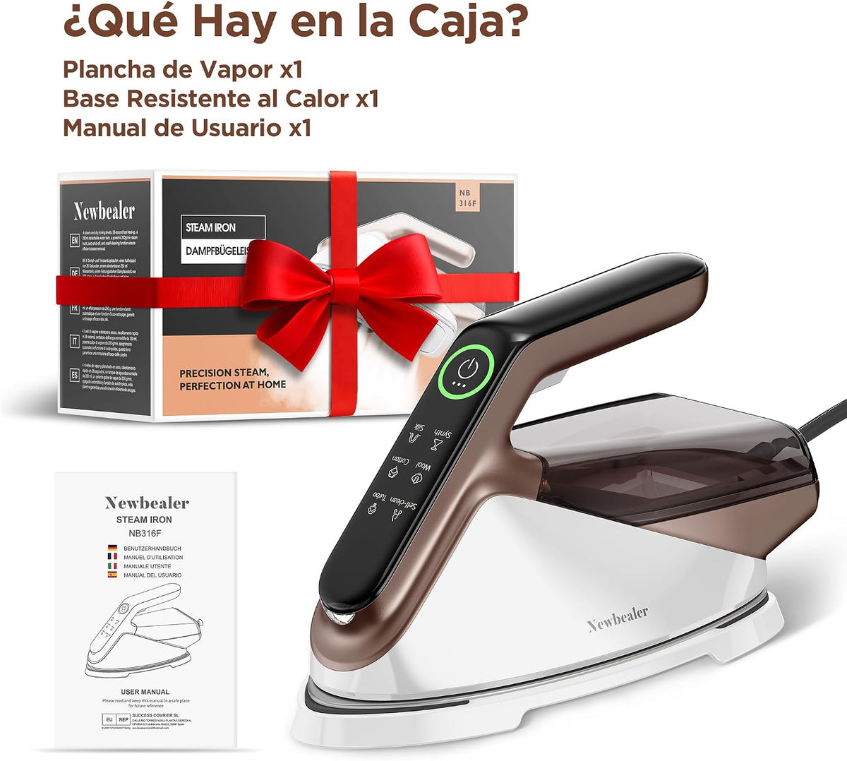 Newbealer Plancha de Vapor 2300W con Turbo Vapor,4 Temperaturas