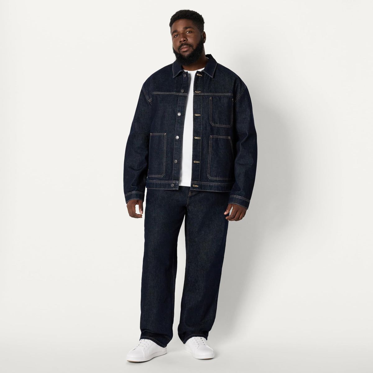 Amazon Essentials Hombre Chaqueta Funcional Vaquera Rígida de Corte Holgado