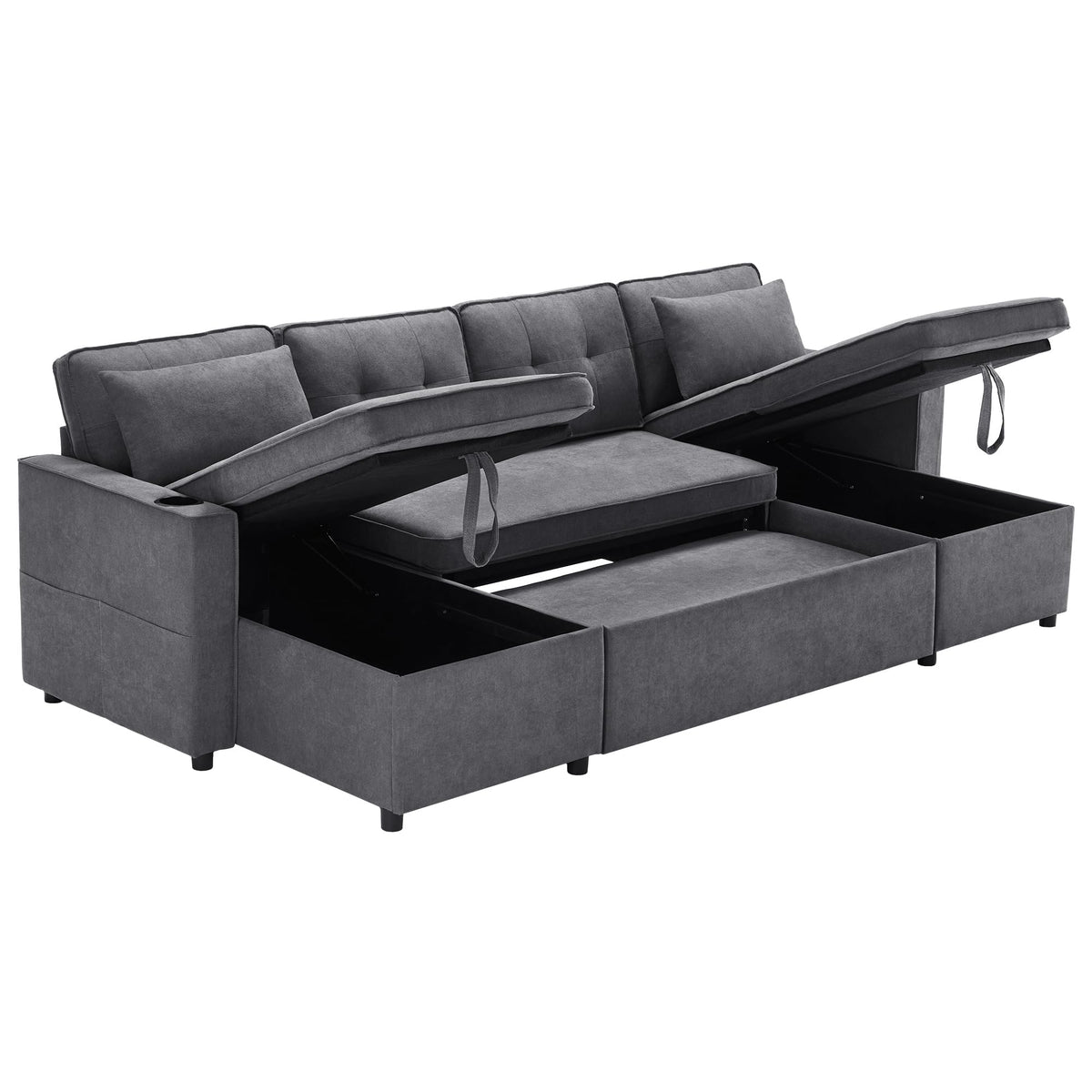 Sapgaks Sofá Seccional en U Moderno,Sofá 4 plazas,Mueble Acolchado de diseño Moderno,Tela de Chenilla (Beige)