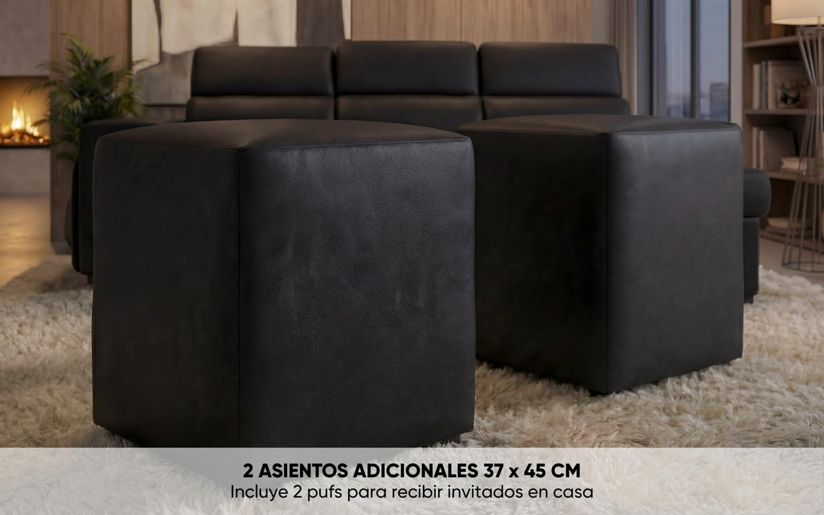 BUDWING John Sofá Cama Esquinero 4 Plazas - Chaise Longue Reversible, Reposacabezas Ajustable y 2 Pufs – Tapizado en Poliéster – Estilo Moderno – 263x161x96 cm – Gris Claro