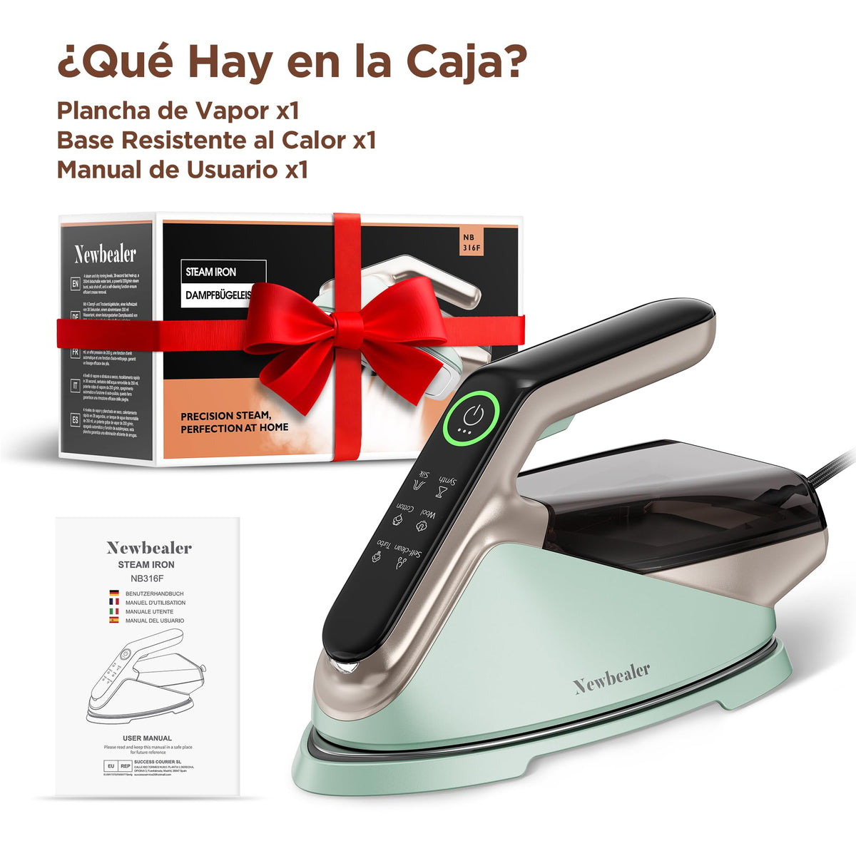 Newbealer Plancha de Vapor 2300W con Turbo Vapor,4 Temperaturas