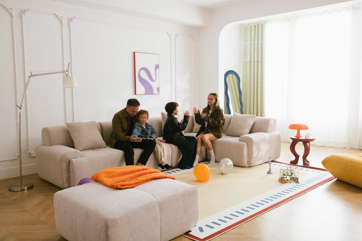 Sofá Modular 3 plazas con Chaise Longue, tapizado en Chenilla, Fundas de Cojines desenfundables (Gris Mineral, 3 plazas con Chaise Longue)