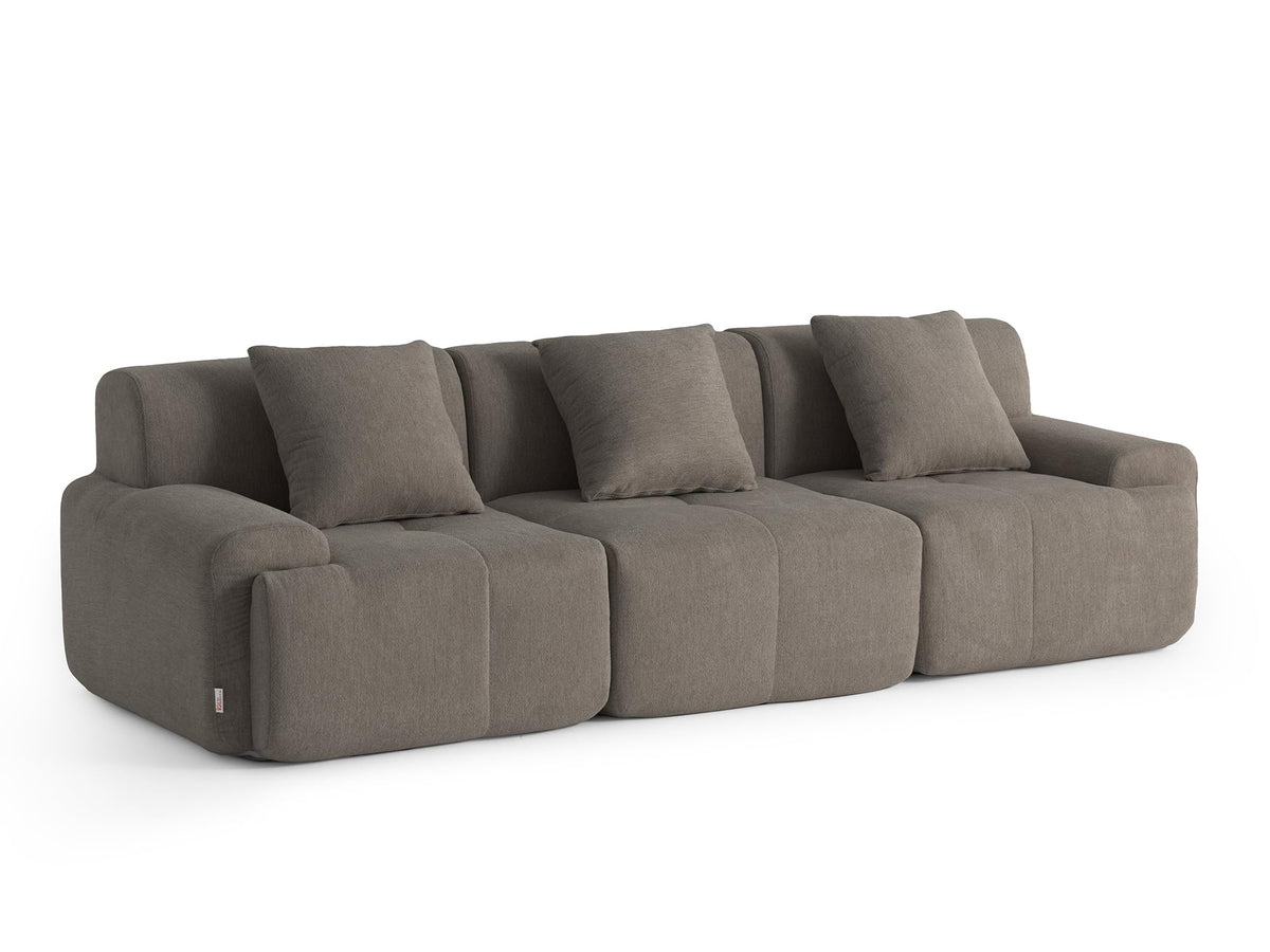 Sofá Modular 3 plazas con Chaise Longue, tapizado en Chenilla, Fundas de Cojines desenfundables (Gris Mineral, 3 plazas con Chaise Longue)
