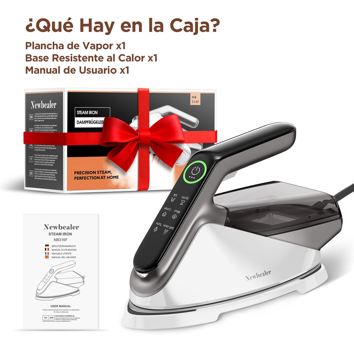 Newbealer Plancha de Vapor 2300W con Turbo Vapor,4 Temperaturas
