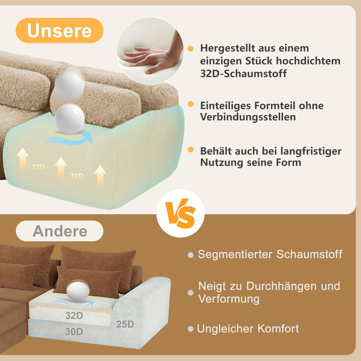 Sofá modular combinable en forma de L de 4 plazas, tejido de felpa con cojines, espuma de alta elasticidad, diseño chaise longue para salón o dormitorio (negro)